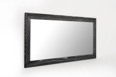Miroir rectangulaire moderniste en Oak Oak chaulé, Circa 1960s