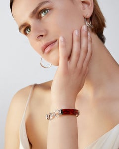 Modernist Link Bracelet in Recycled Silver, Resin and Bar Detail