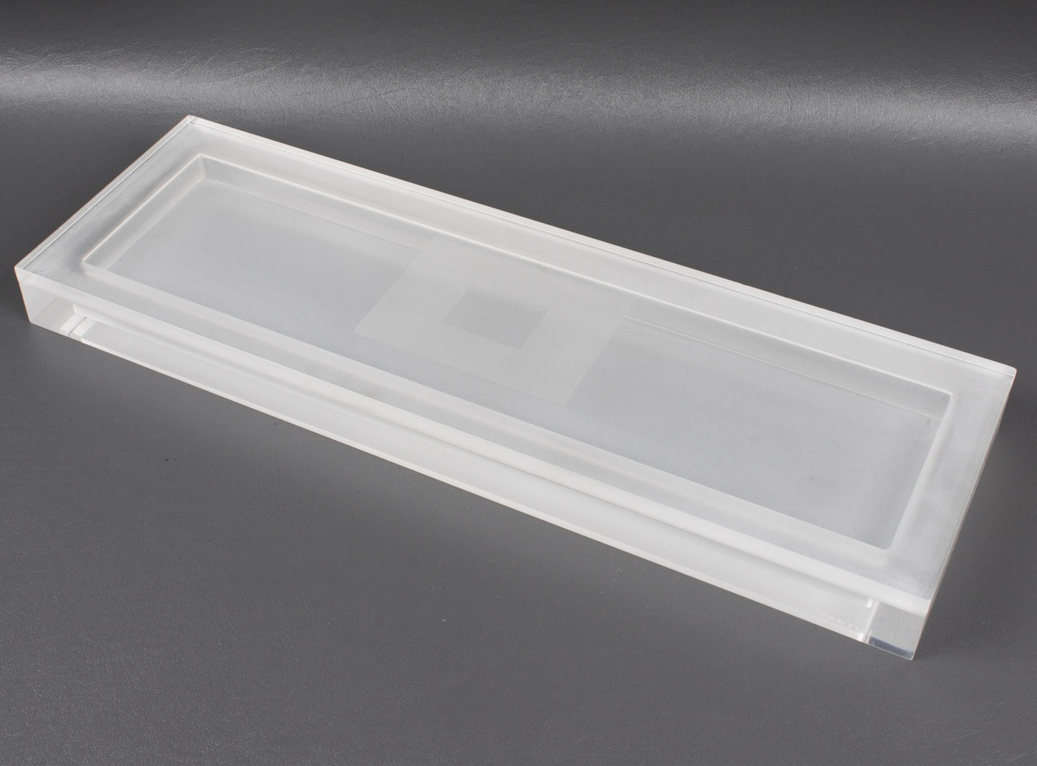 Modernist Long and Flat Lucite Box, 1980s 7