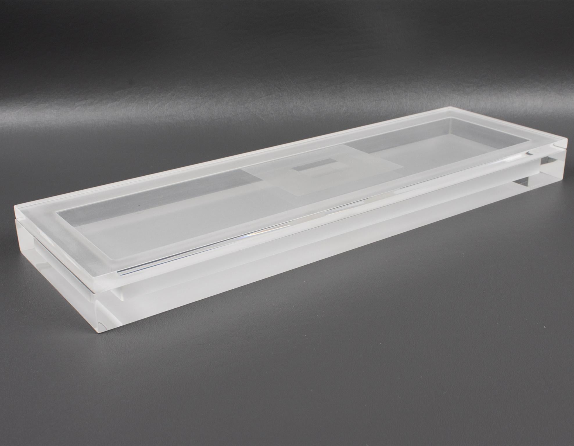 Late 20th Century Modernist Long and Flat Lucite Box, 1980s