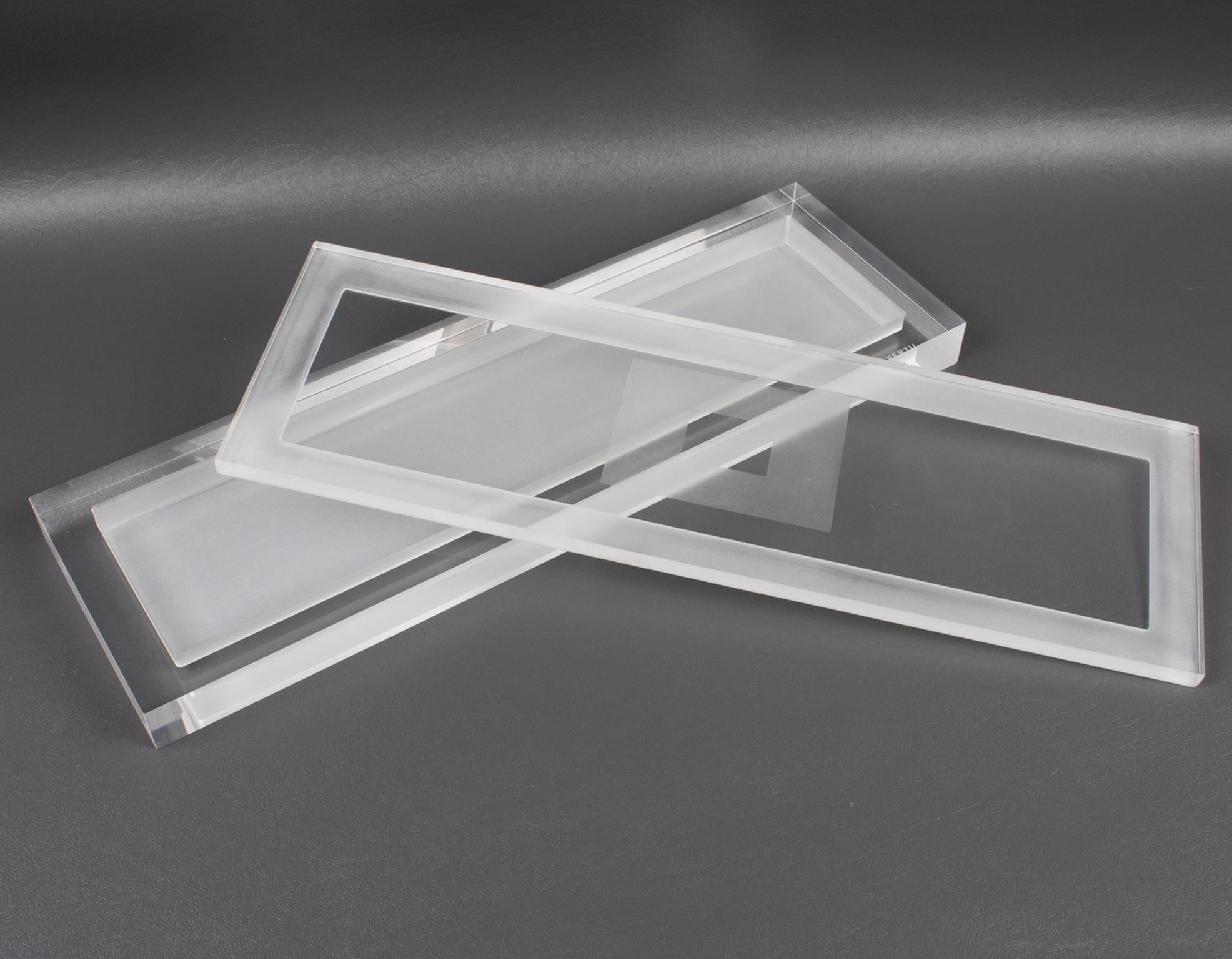 Acrylic Modernist Long and Flat Lucite Box, 1980s For Sale