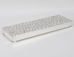 Modernistische lange und flache Dose aus Silberblech mit Krokodilmuster, um 1960