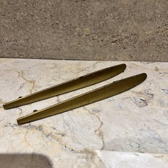 Modernist Long Brass Pull Handle Set of Two Carl Aubock Style