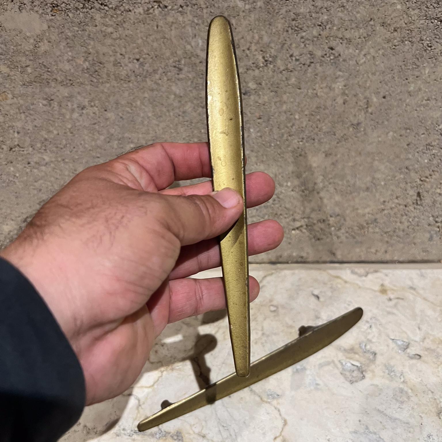 Modernist Long Brass Pull Handle Set of Two Carl Aubock Style In Good Condition For Sale In Chula Vista, CA