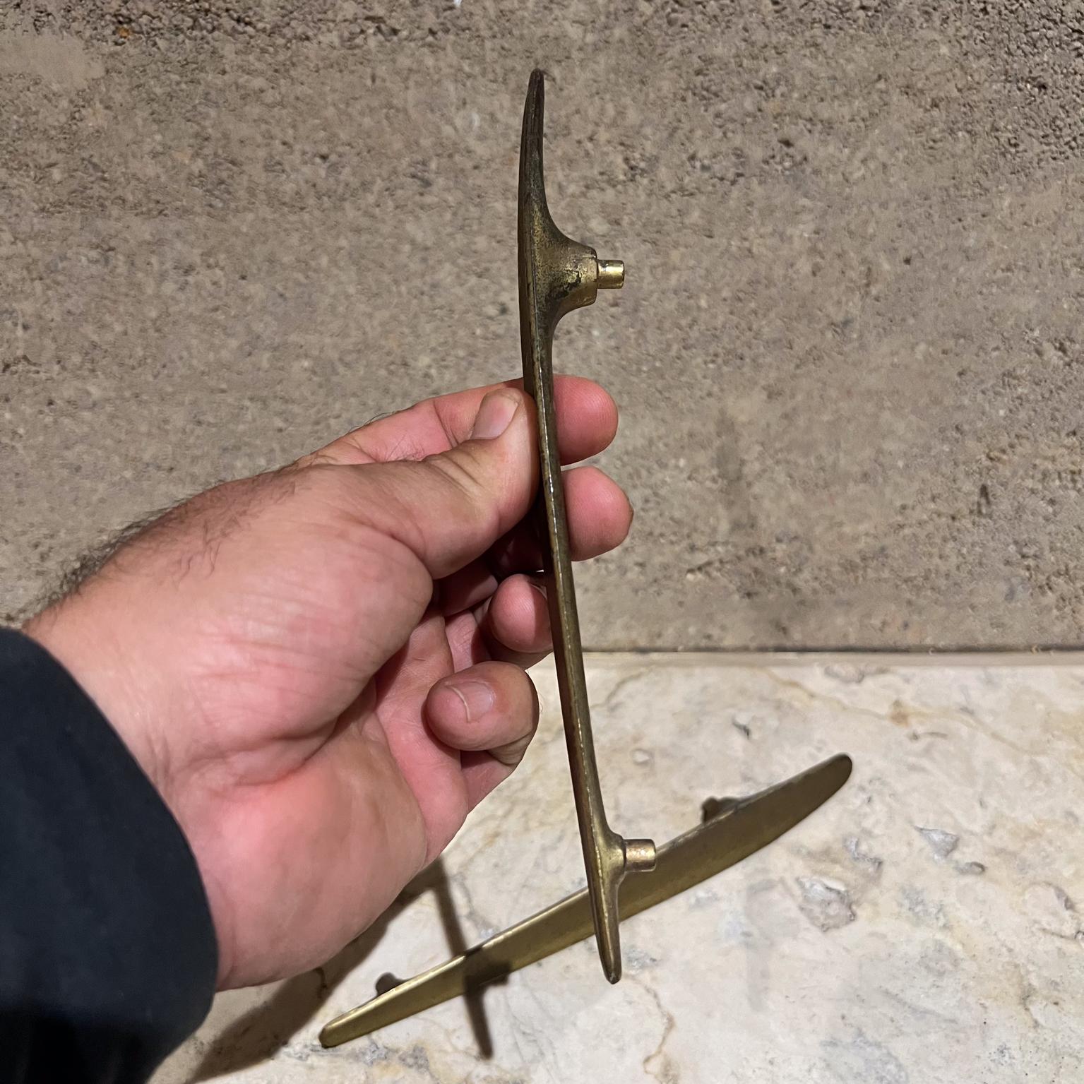 20th Century Modernist Long Brass Pull Handle Set of Two Carl Aubock Style For Sale