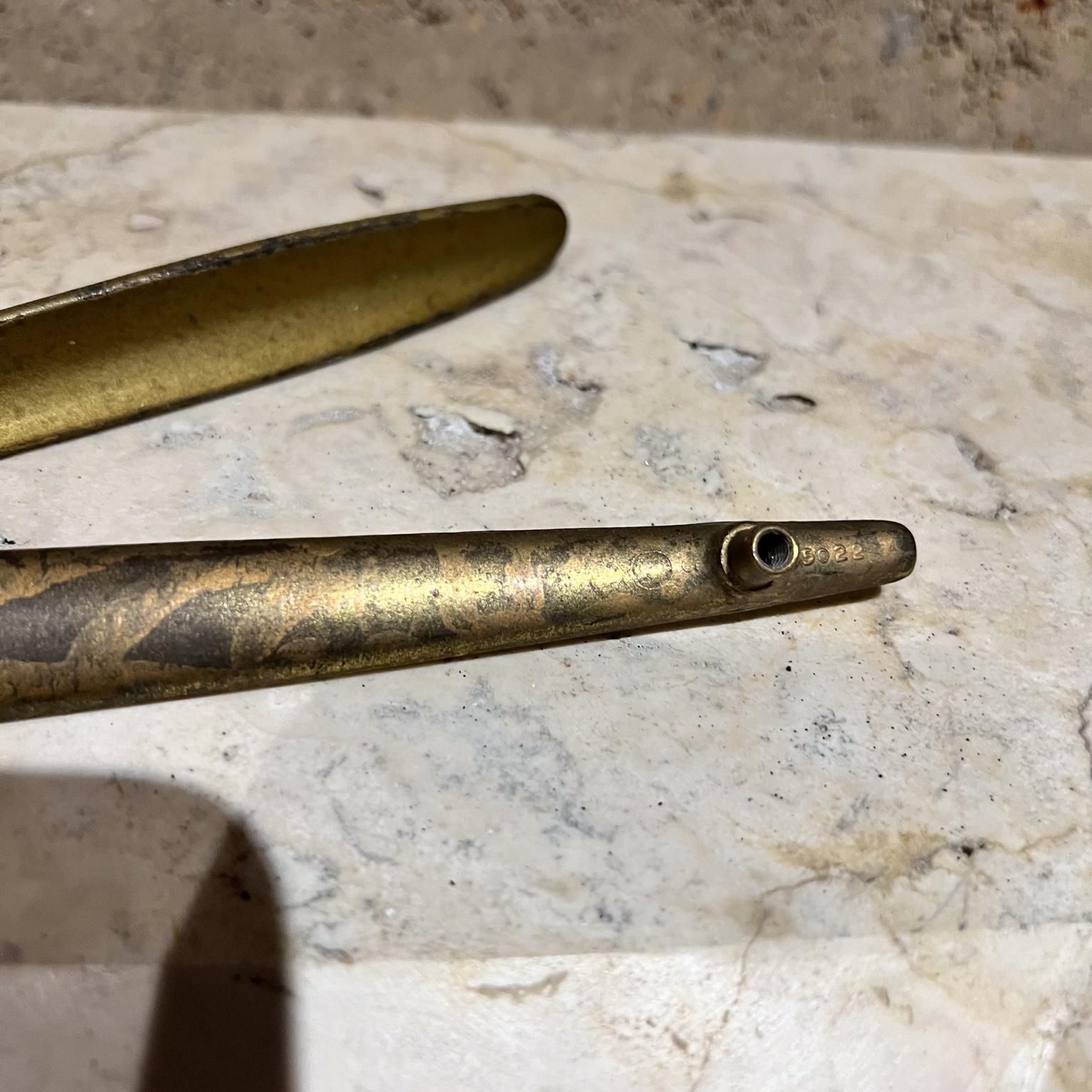 Modernist Long Brass Pull Handle Set of Two Carl Aubock Style For Sale 2