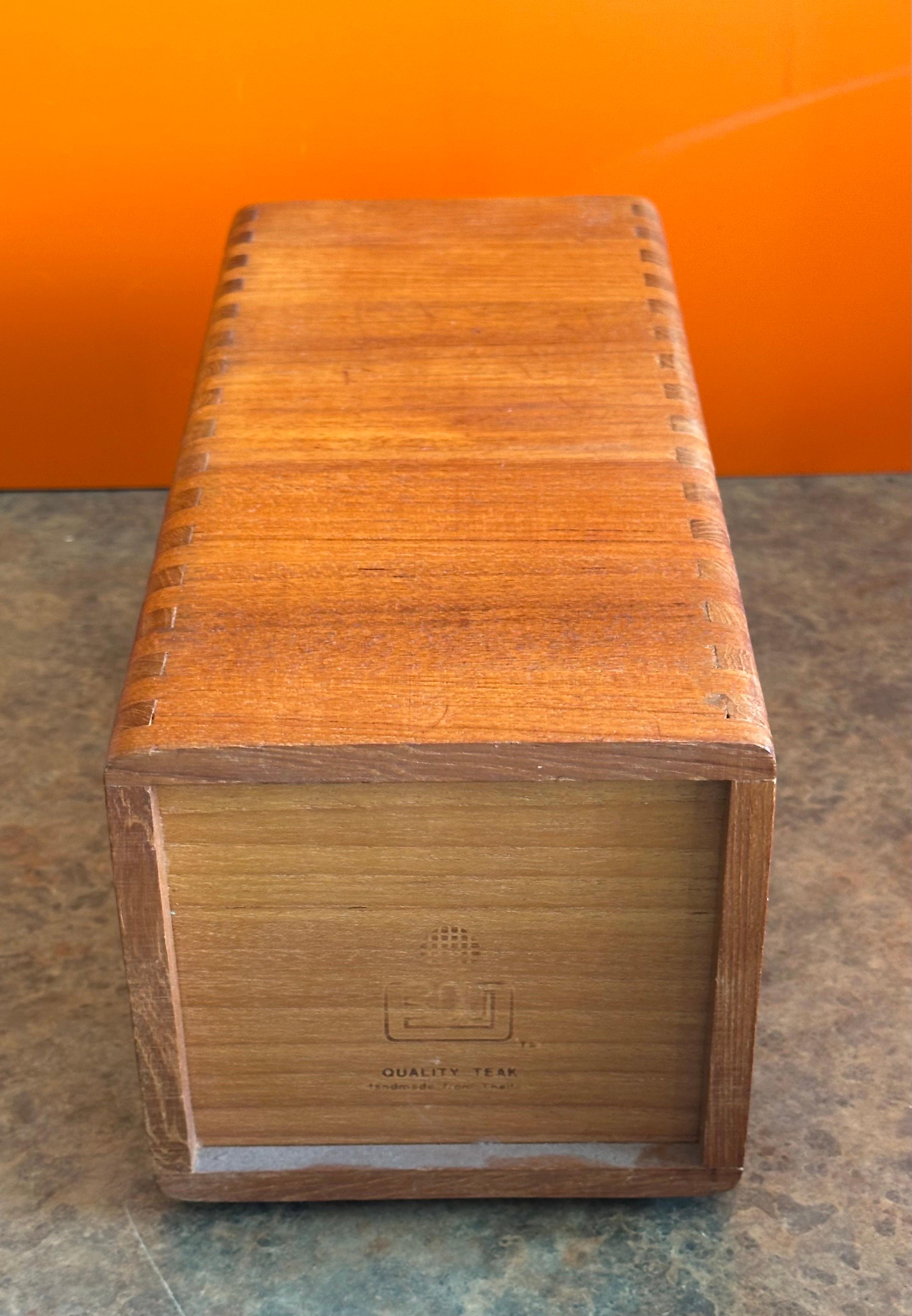 Modernist Long Solid Teak Storage Box For Sale 1