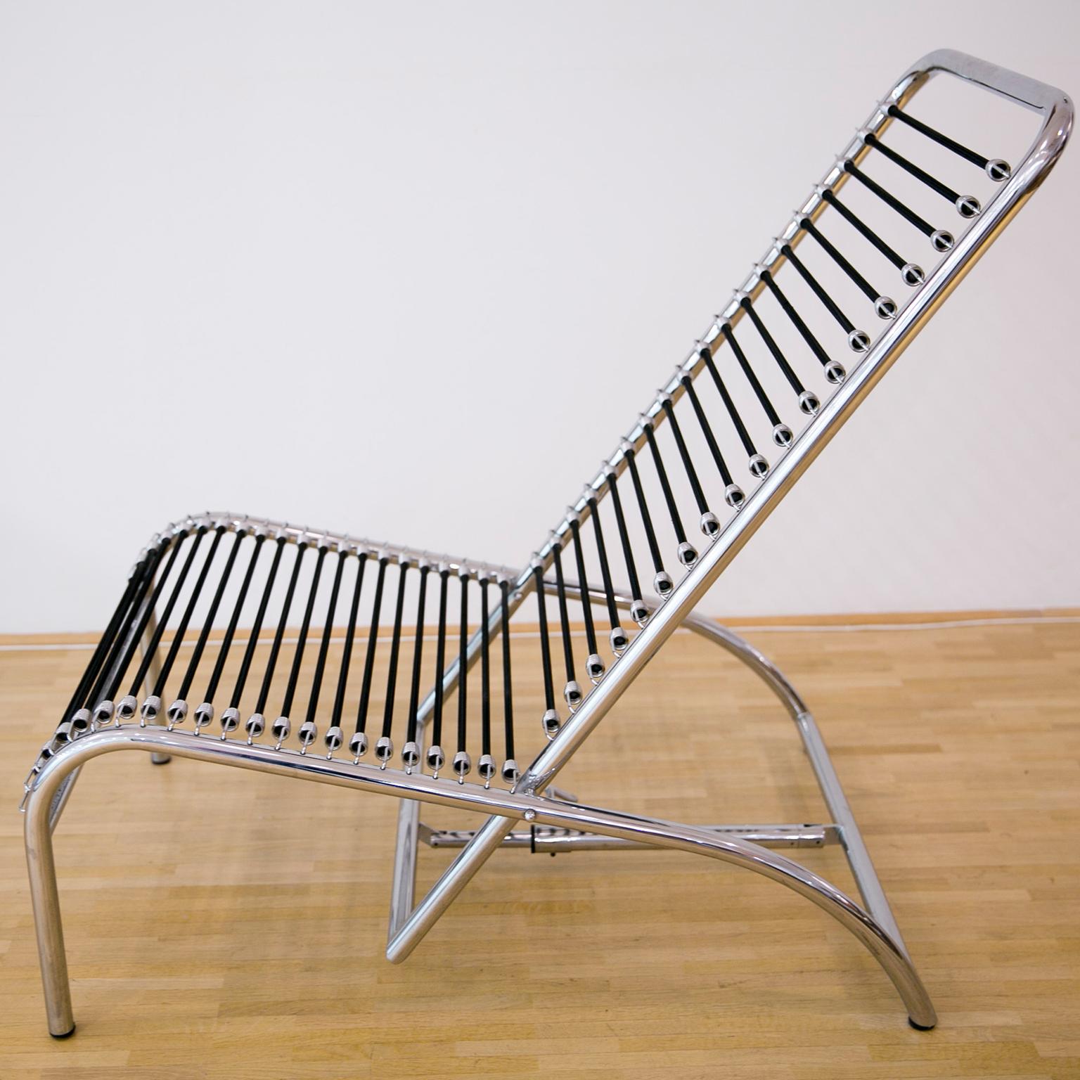 Minimalist Modernist Lounge Chair by René Herbst For Sale