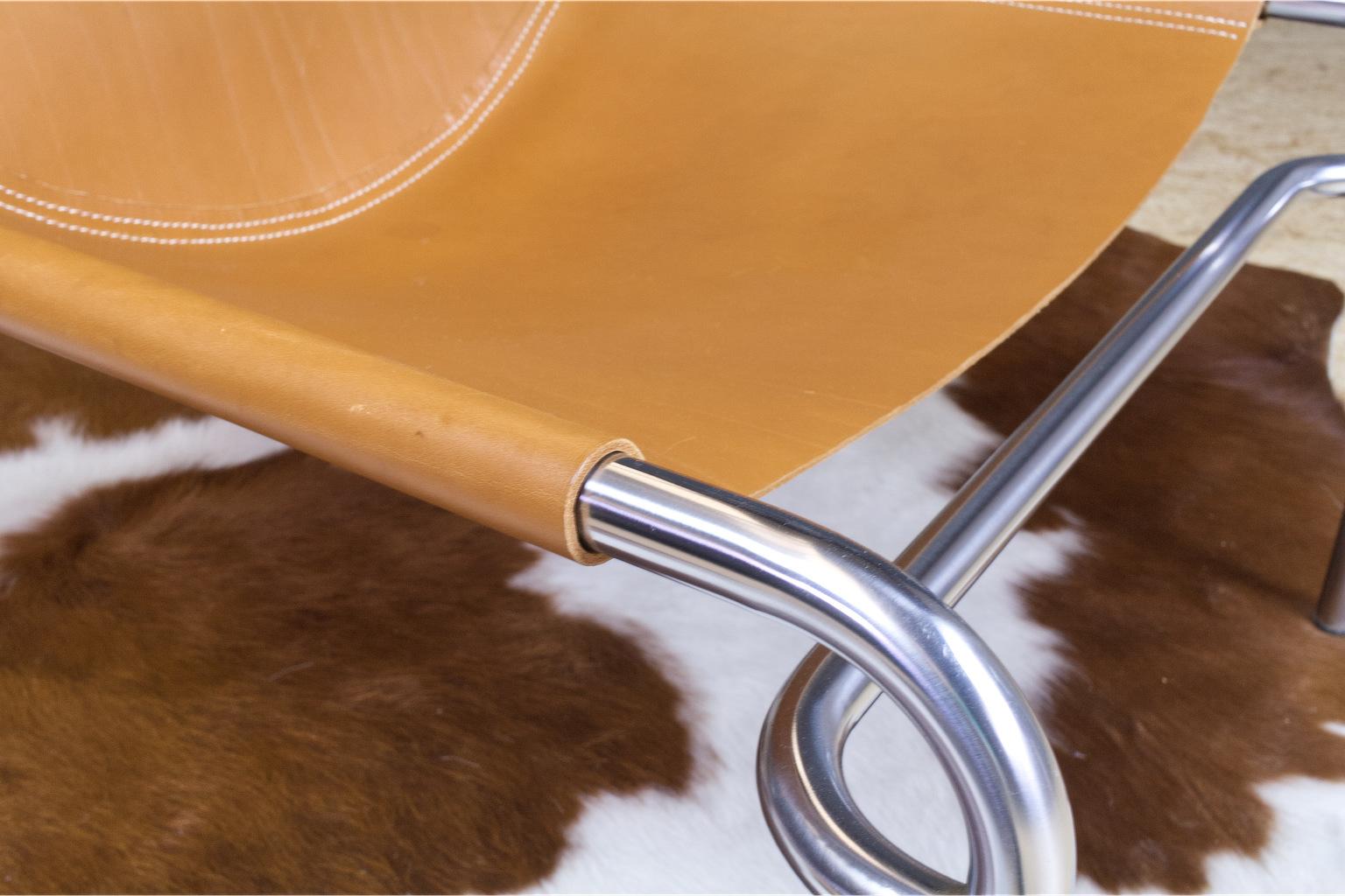 Late 20th Century Modernist Lounge Chair SZ12 in Brown Saddle Leather by Walter Antonis, 1974