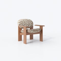 Modernist Lounge Chair with Armrests in Patterned Velvet — Archipen by NOOM