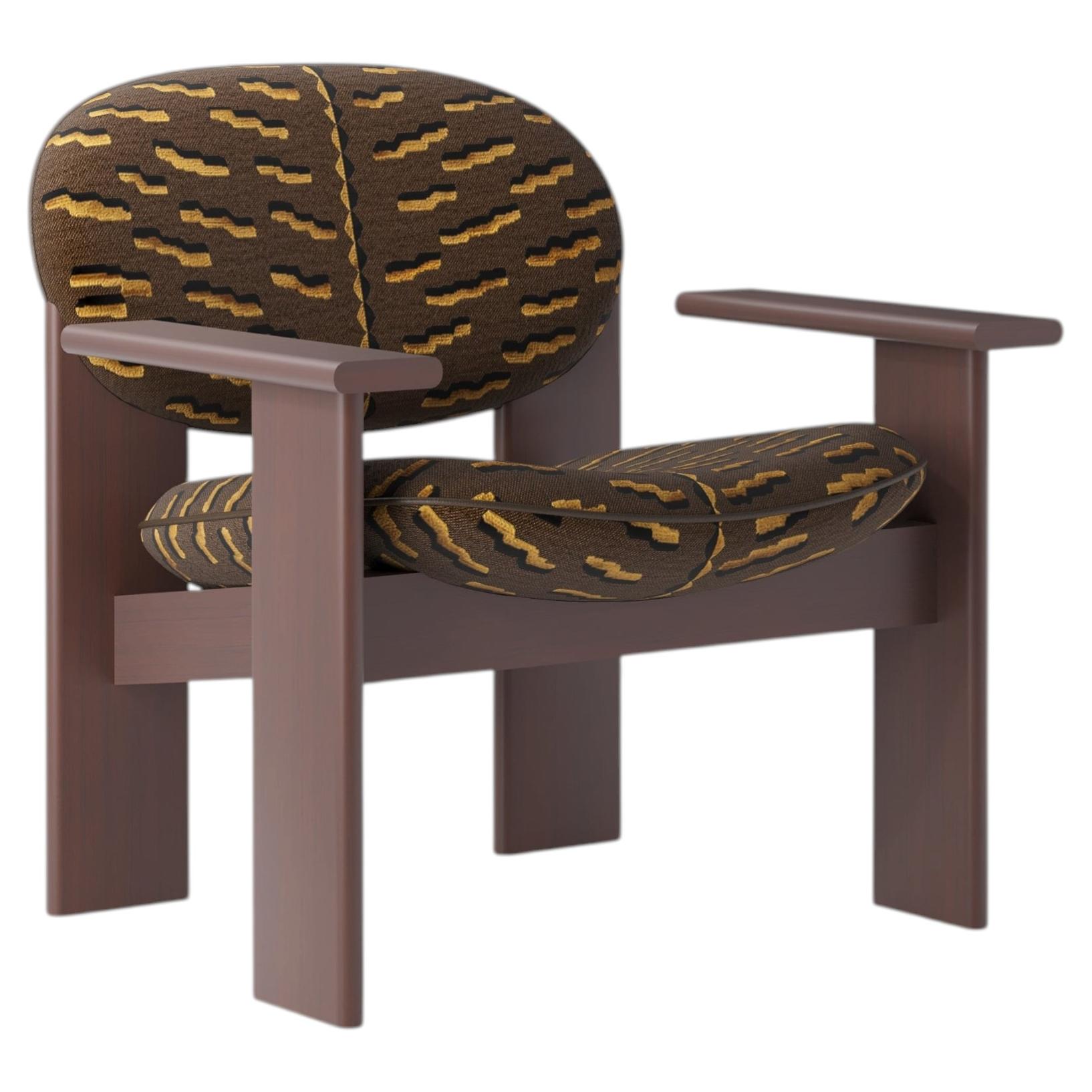 Modernist Lounge Chair with Armrests in Patterned Velvet — Archipen by NOOM For Sale