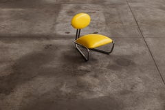 Modernist Lounge Chair, Yellow Leather, 1970s