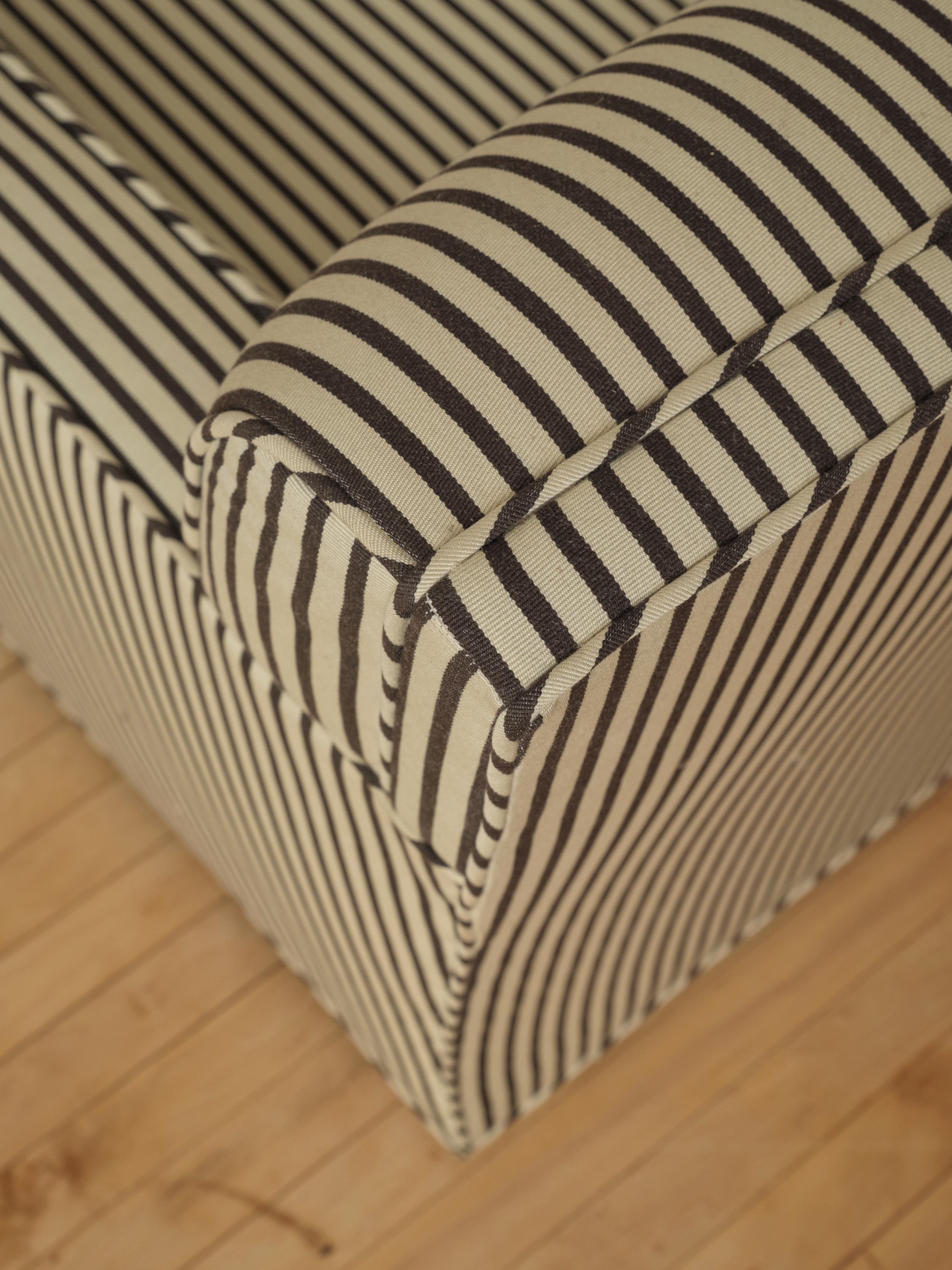 American Modernist Loveseat in Striped Dedar Milano Fabric