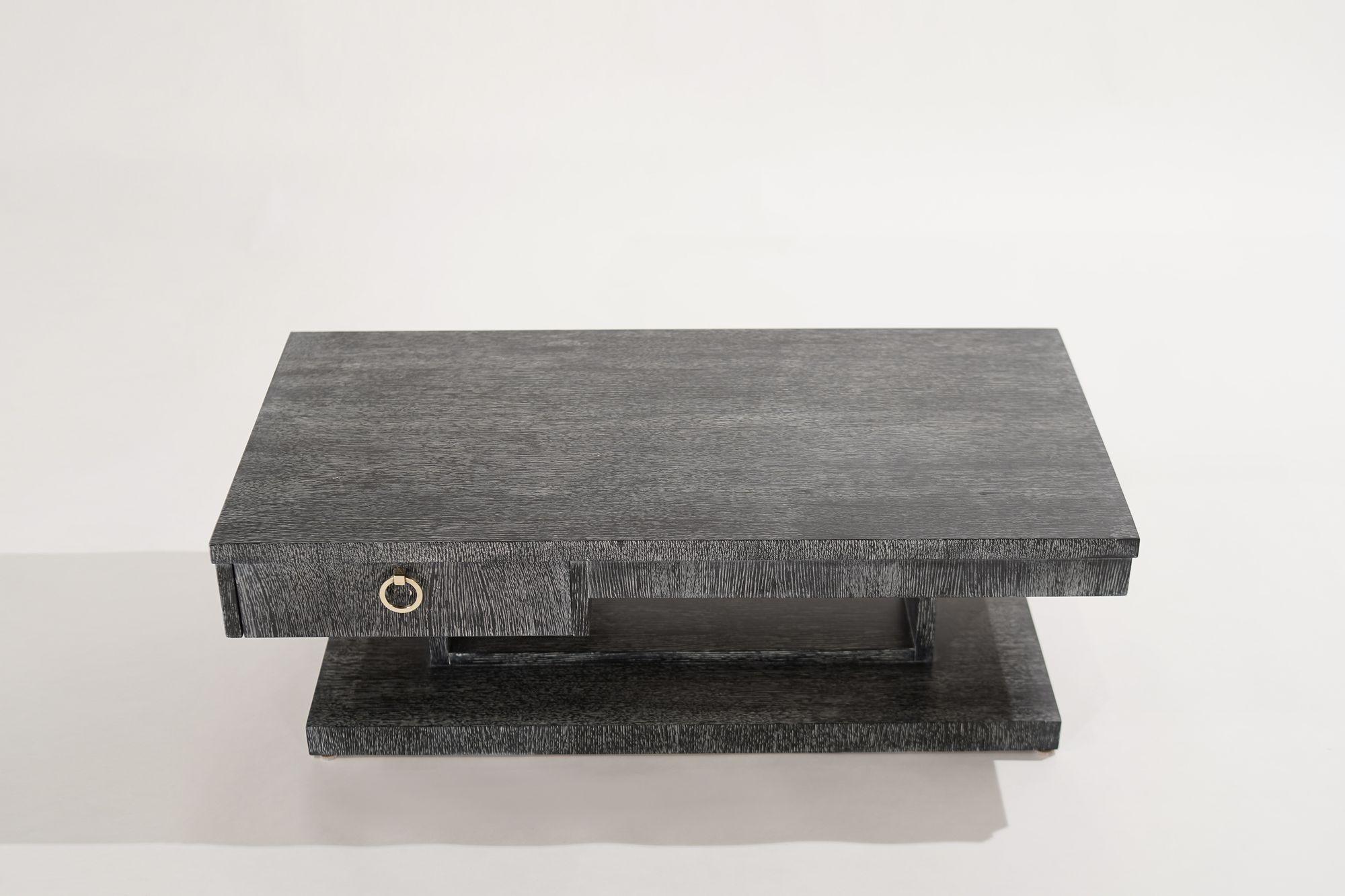 Mid-Century Modern Modernist Low-Profile Cerused Coffee Table