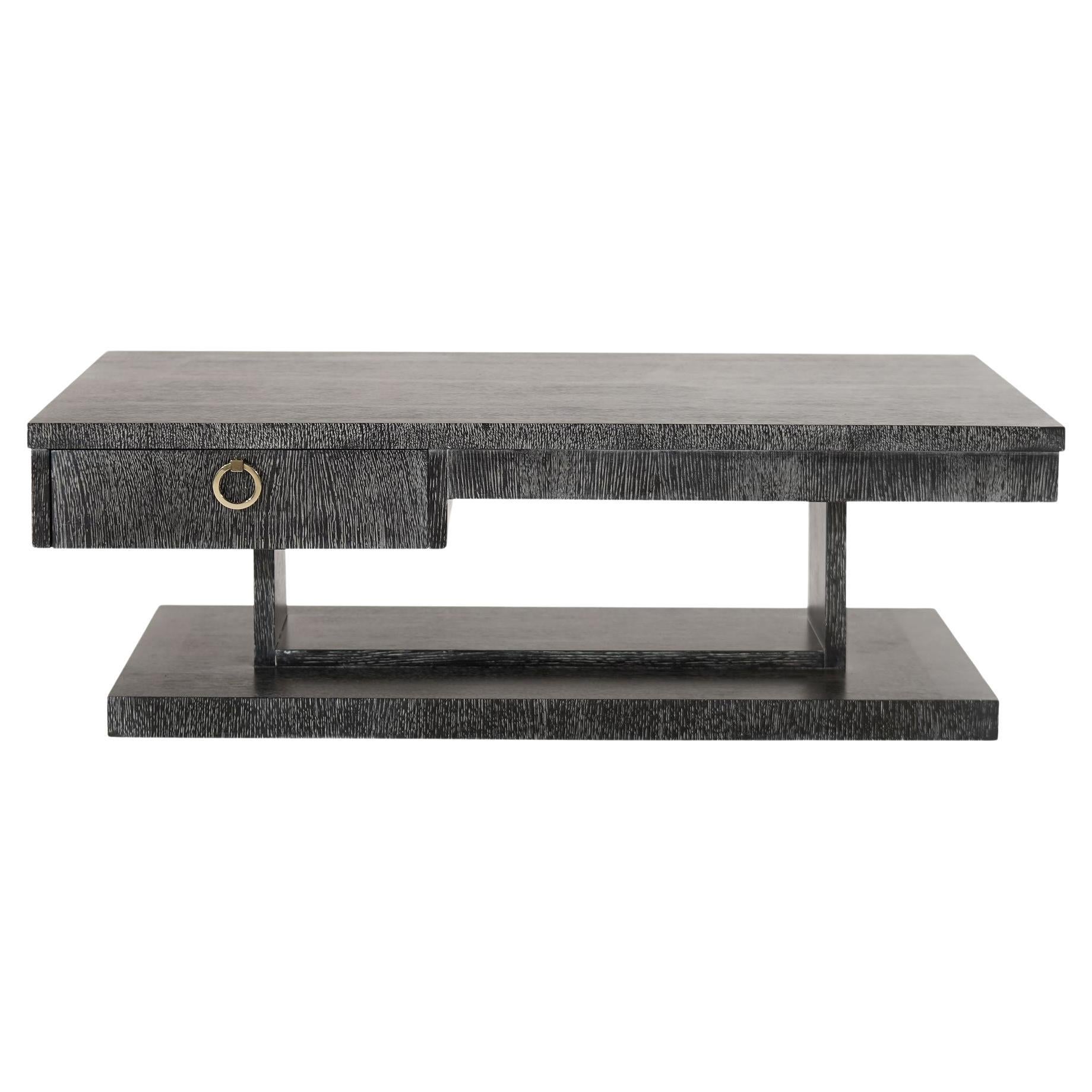 Modernist Low-Profile Cerused Coffee Table