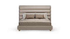Modernist Lucent Bed in Beige Fabric By Elbra Home