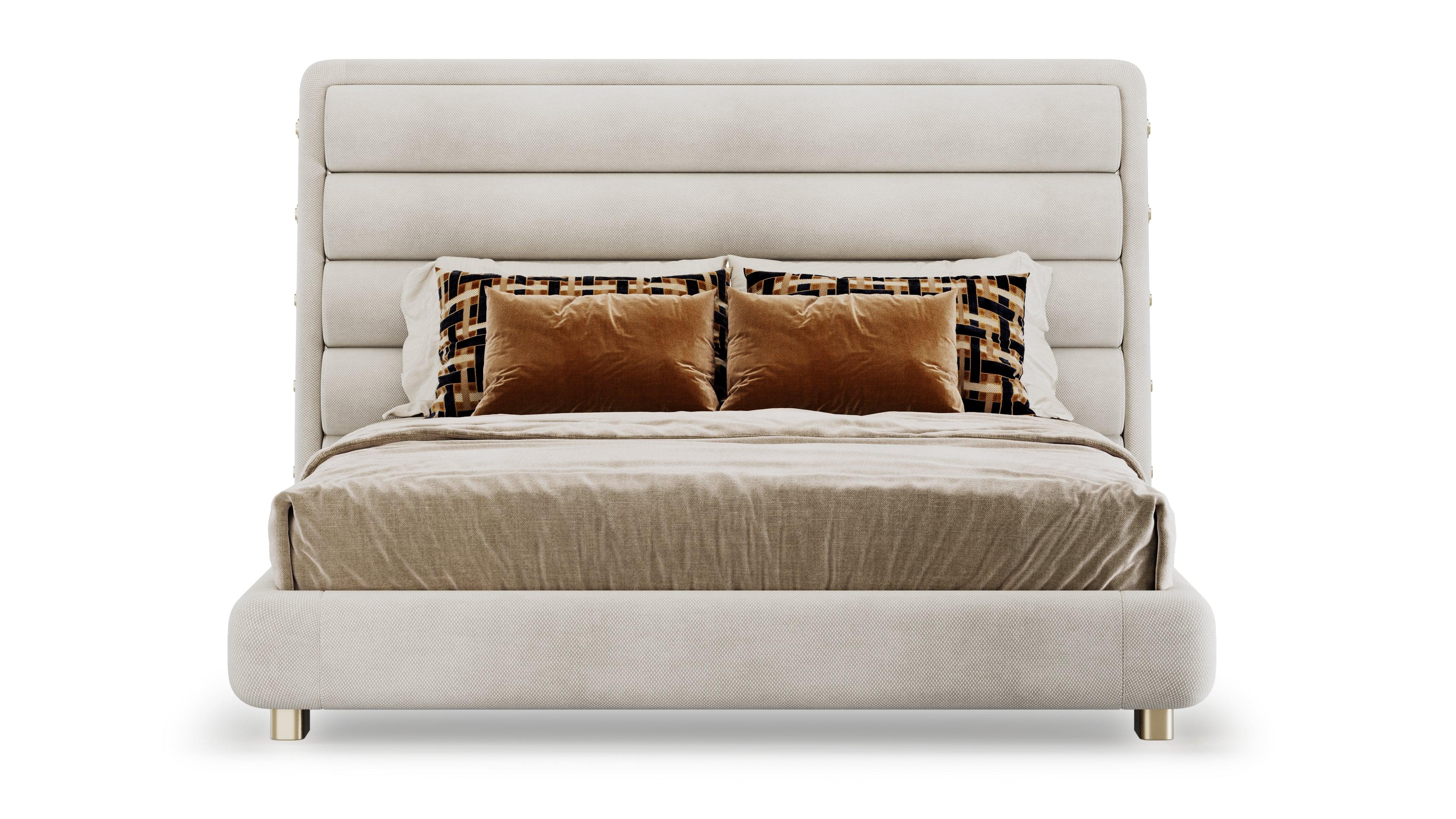 Modernist Lucent Bed in Cream Fabric By Elbra Home In New Condition For Sale In Freamunde, PT