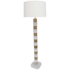 Modernist Lucite and Brass Floor Lamp