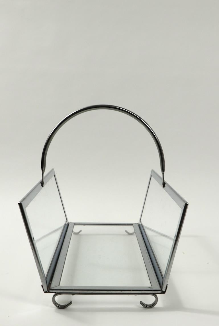 Mid-Century Modern Modernist Glass and Chrome Log Holder