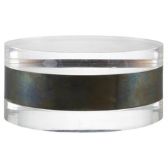 Modernist lucite and silver-plate oval jewelry box, Italy 1970s