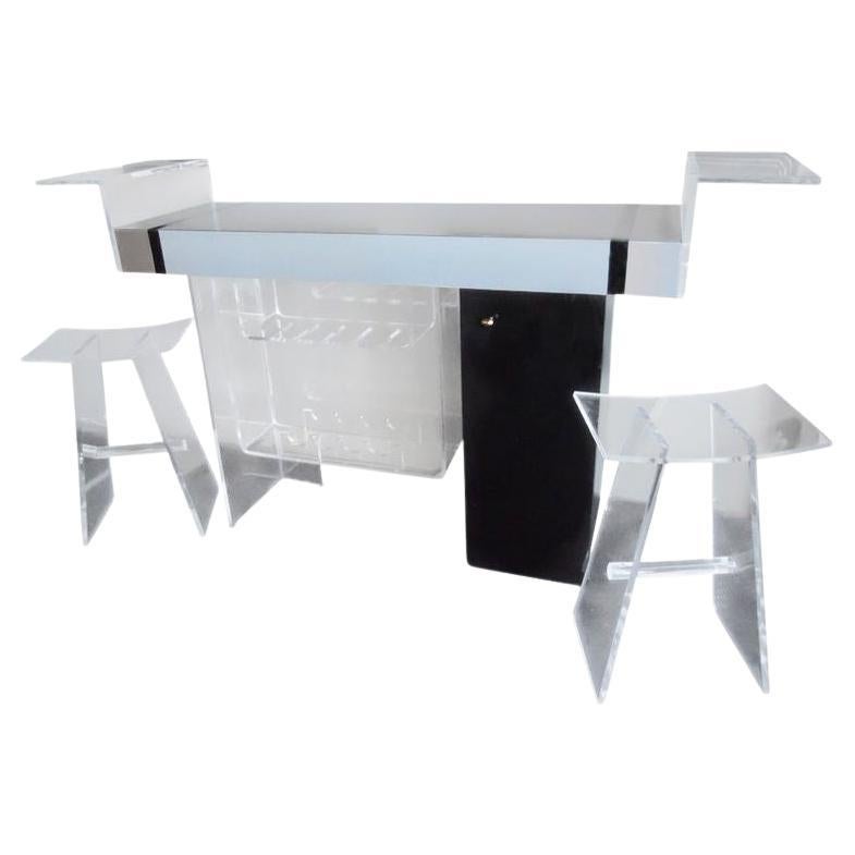 Modernist Lucite Bar Set in the style of Charles Hollis Jones. U.S.A. 1960's For Sale