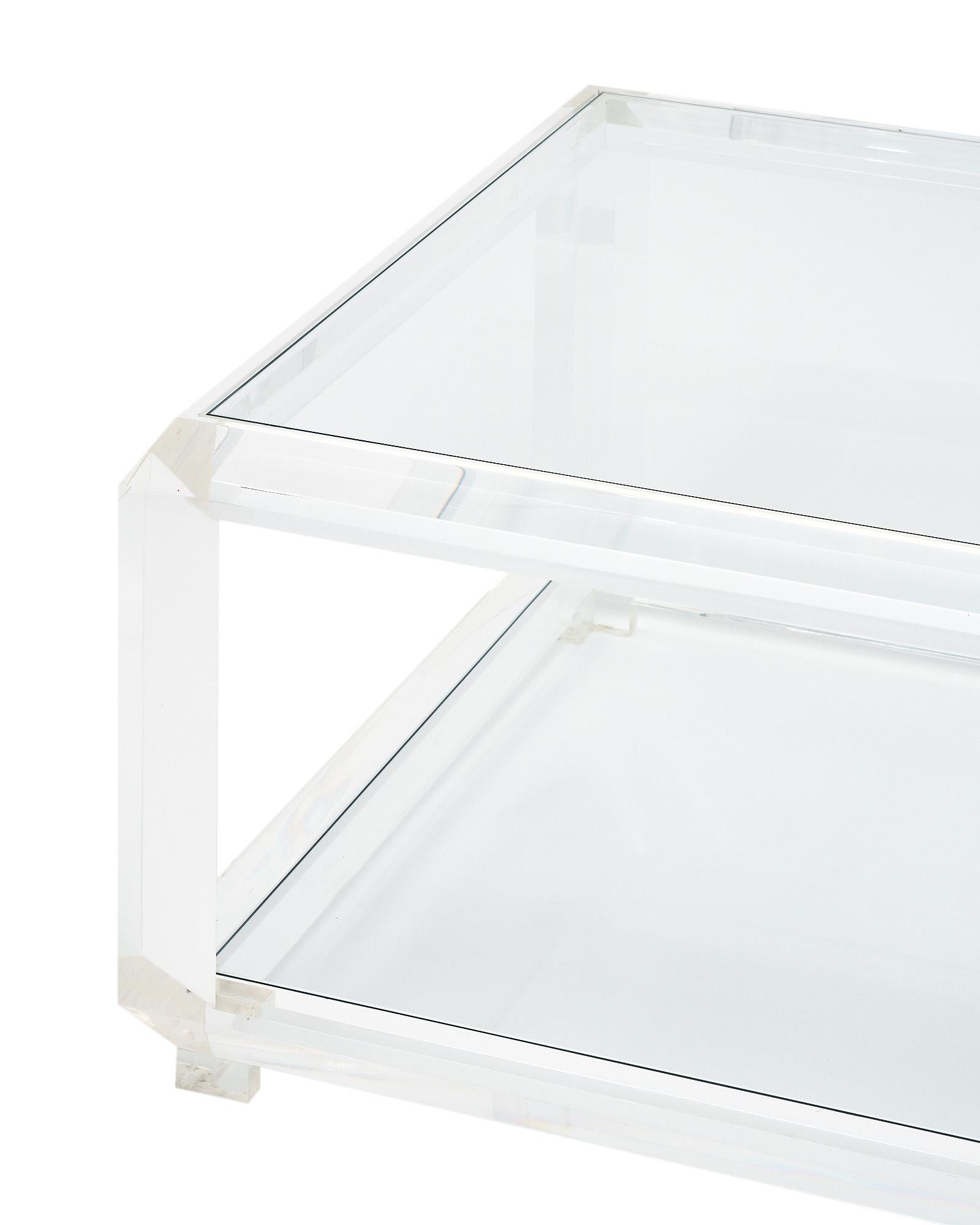 Modernist Lucite Coffee Tables by Marc Micoud For Sale 3