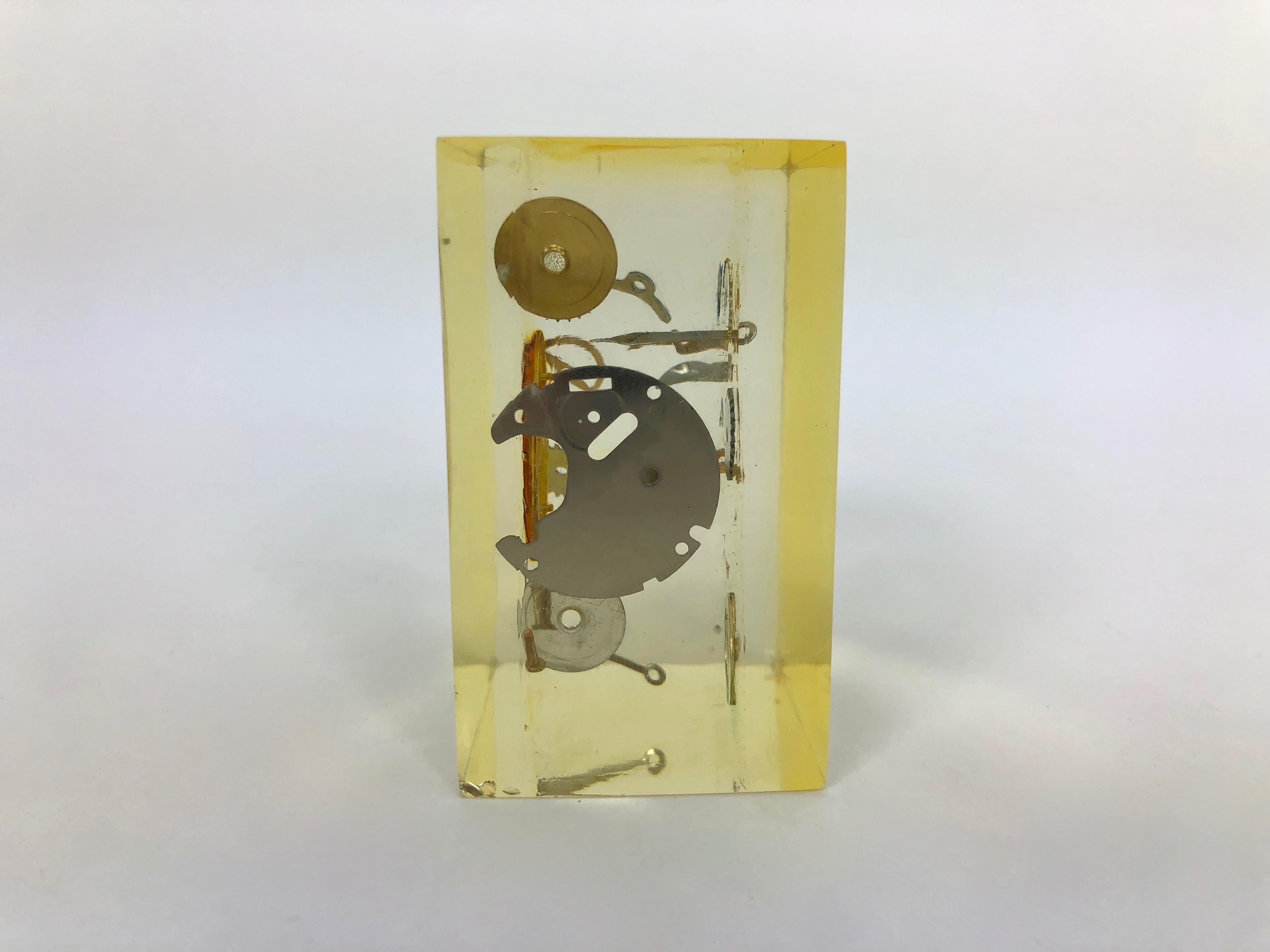 Mid-Century Modern Modernist Lucite Resin Sculpture with Exploded Clock Attributed Pierre Giraudon