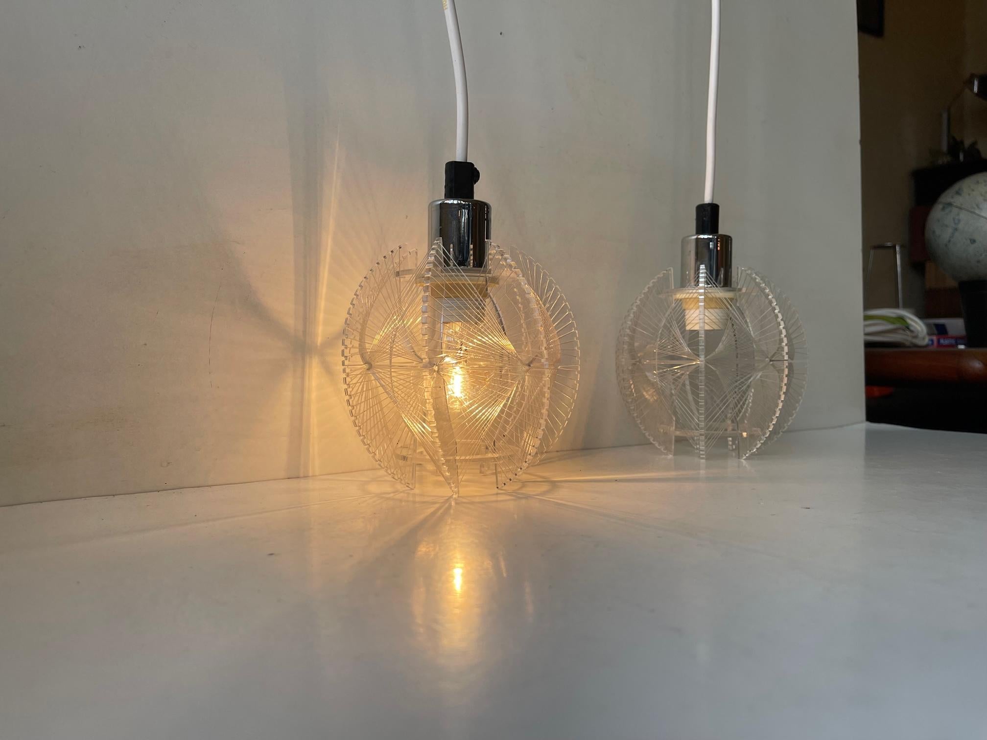 Mid-Century Modern Modernist Lucite & String Ceiling Lamps by Paul Secon for Sompex, Germany, 1970s For Sale