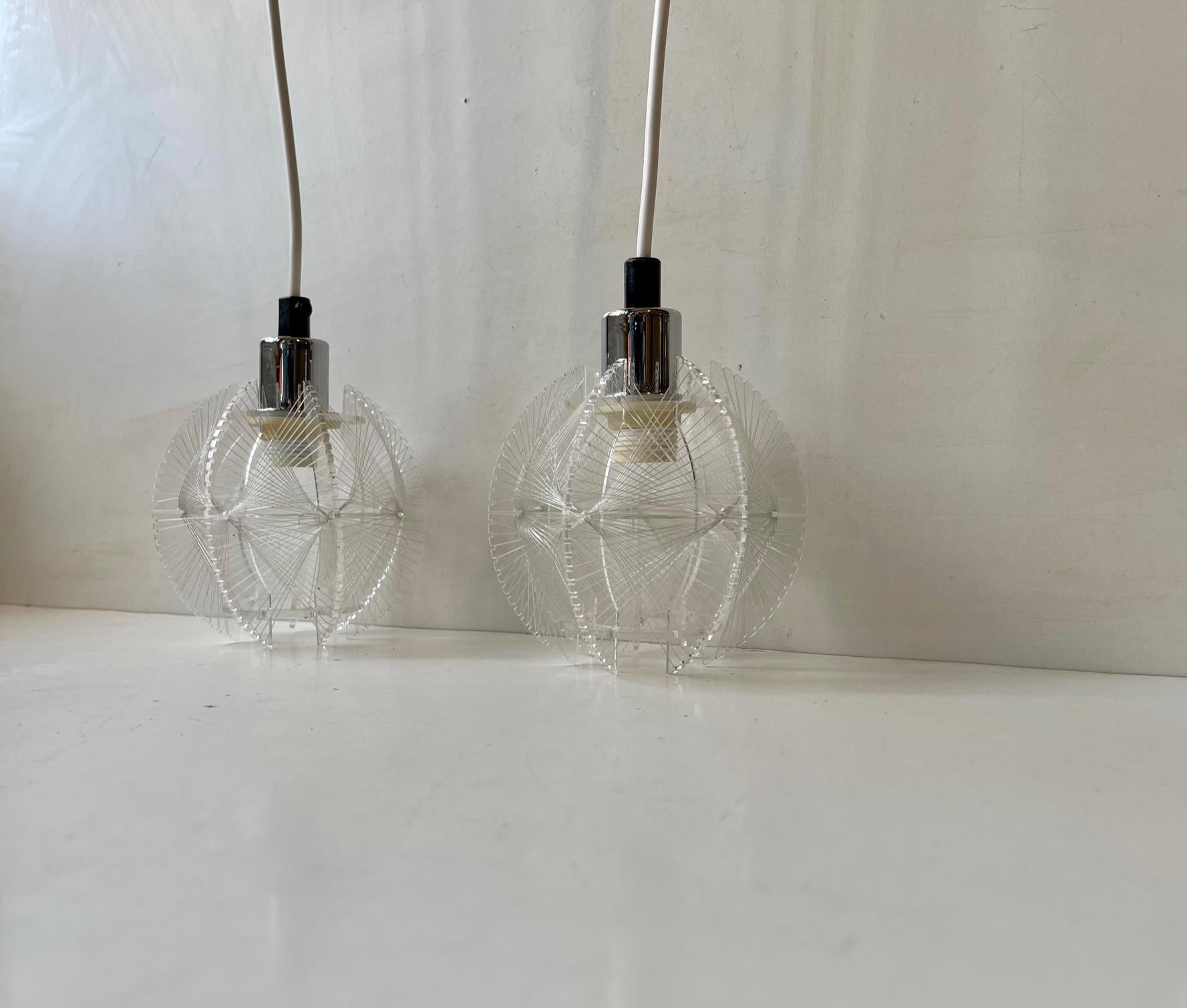 Modernist Lucite & String Ceiling Lamps by Paul Secon for Sompex, Germany, 1970s In Good Condition For Sale In Esbjerg, DK