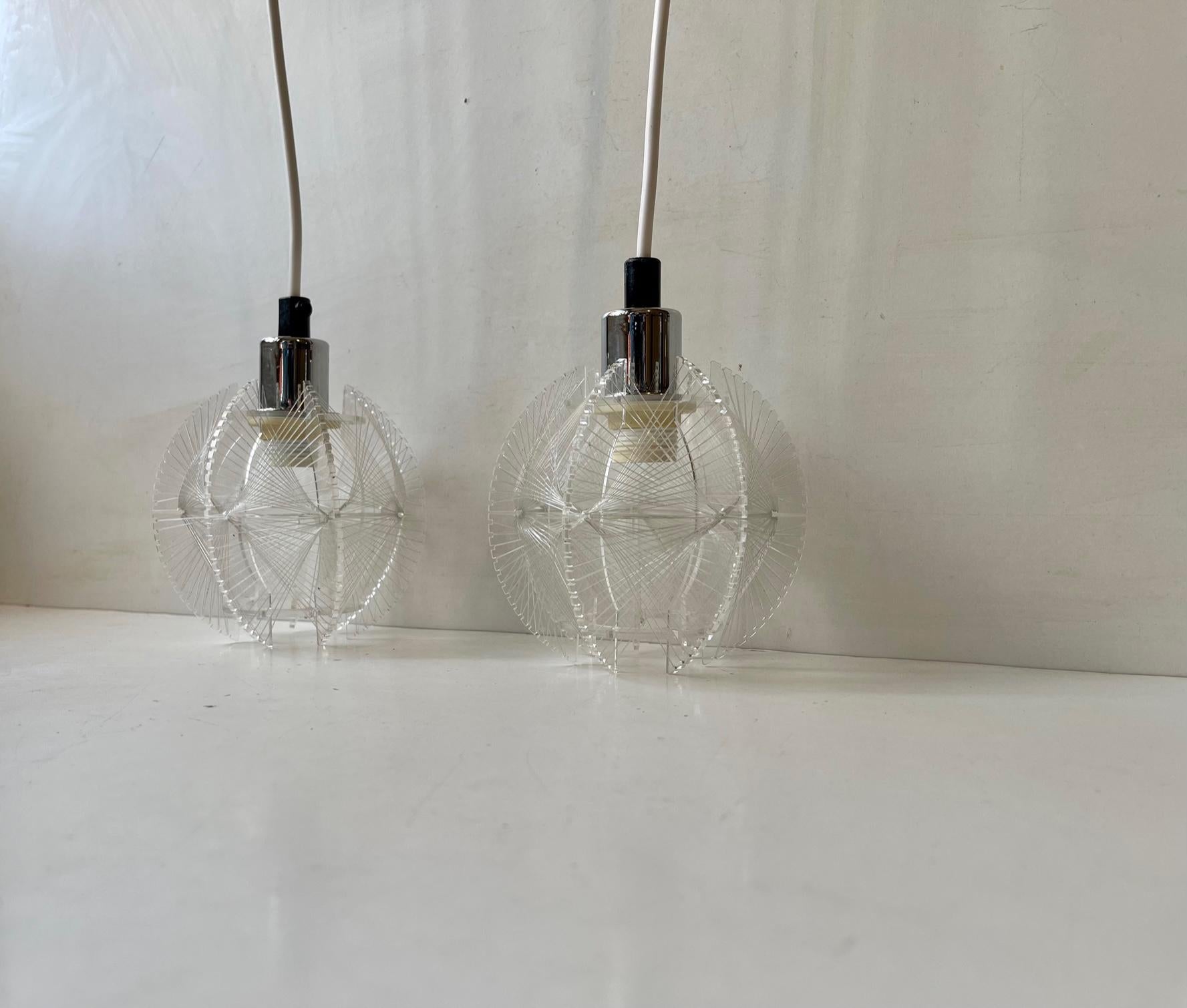 Tedesco Lampade da soffitto moderniste in lucite e corda di Paul Secon per Sompex, Germania, anni '70 in vendita