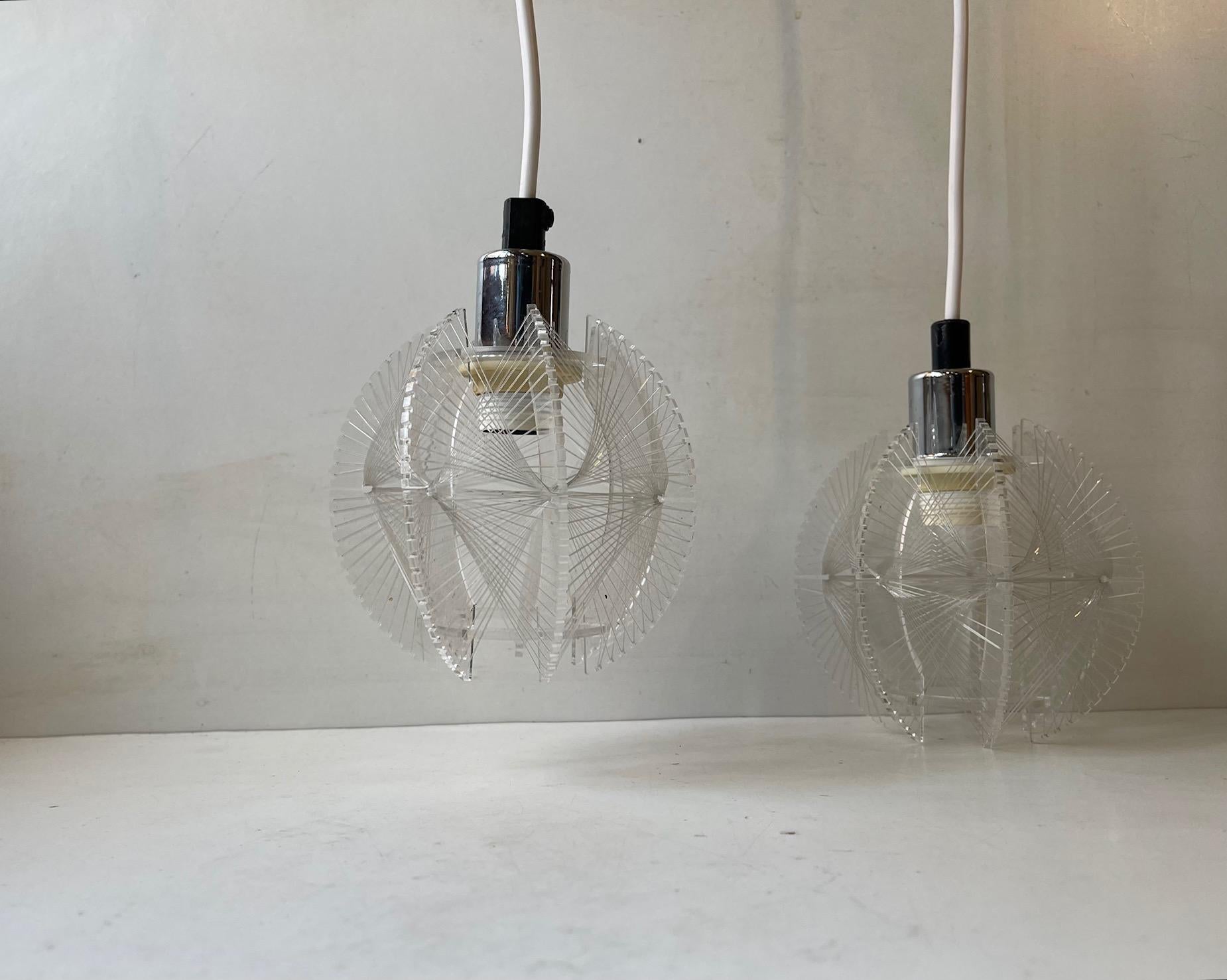 Mid-20th Century Modernist Lucite & String Ceiling Lamps by Paul Secon for Sompex, Germany, 1970s For Sale