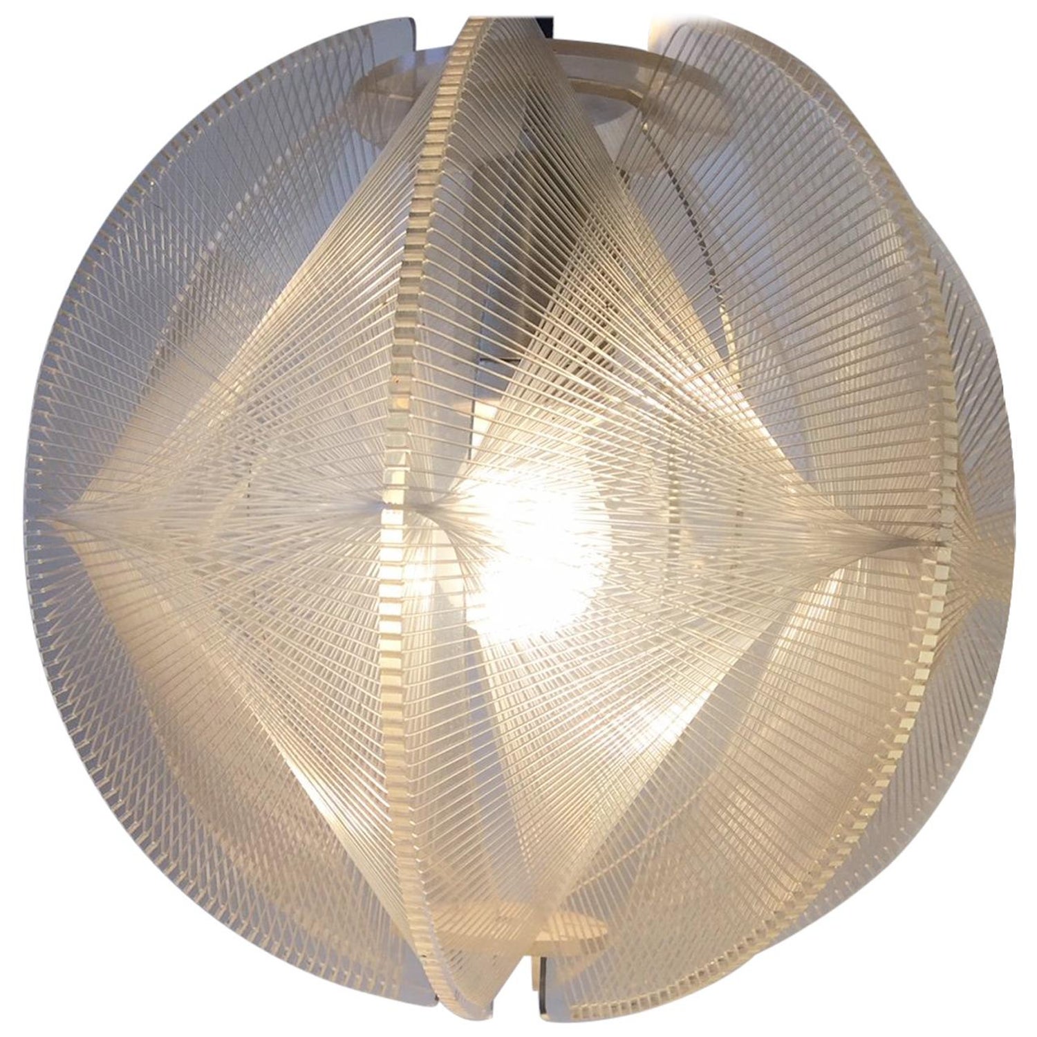 Modernist Lucite and String Pendant Light by Paul Secon for Sompex,  Germany, 1960s For Sale at 1stDibs