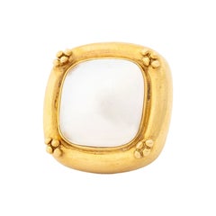 Modernist Mabe Pearl and 14K Yellow Gold Pendant Enhancer