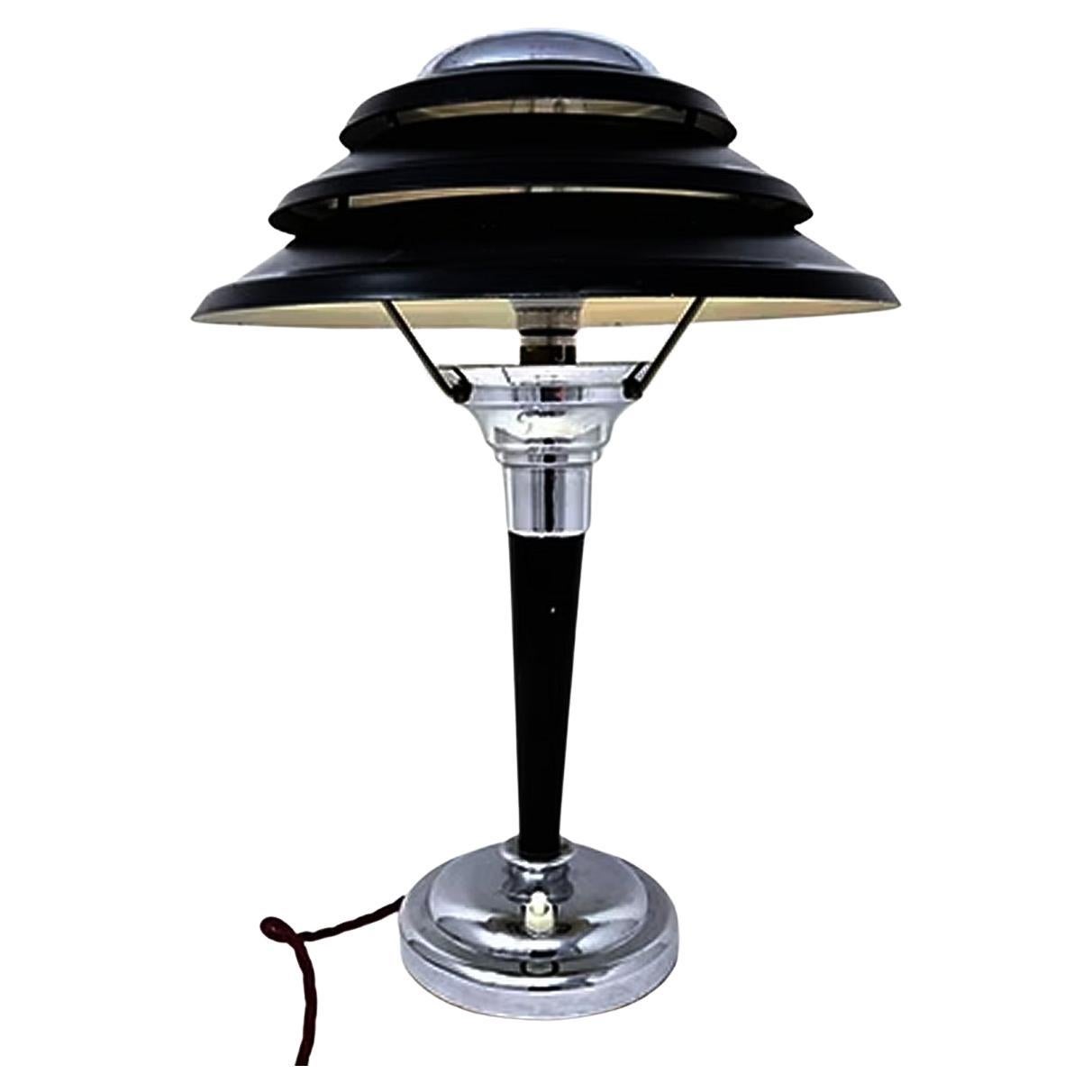 Modernist Machine Age Art Deco Chrome Desk Lamp, c1930 For Sale
