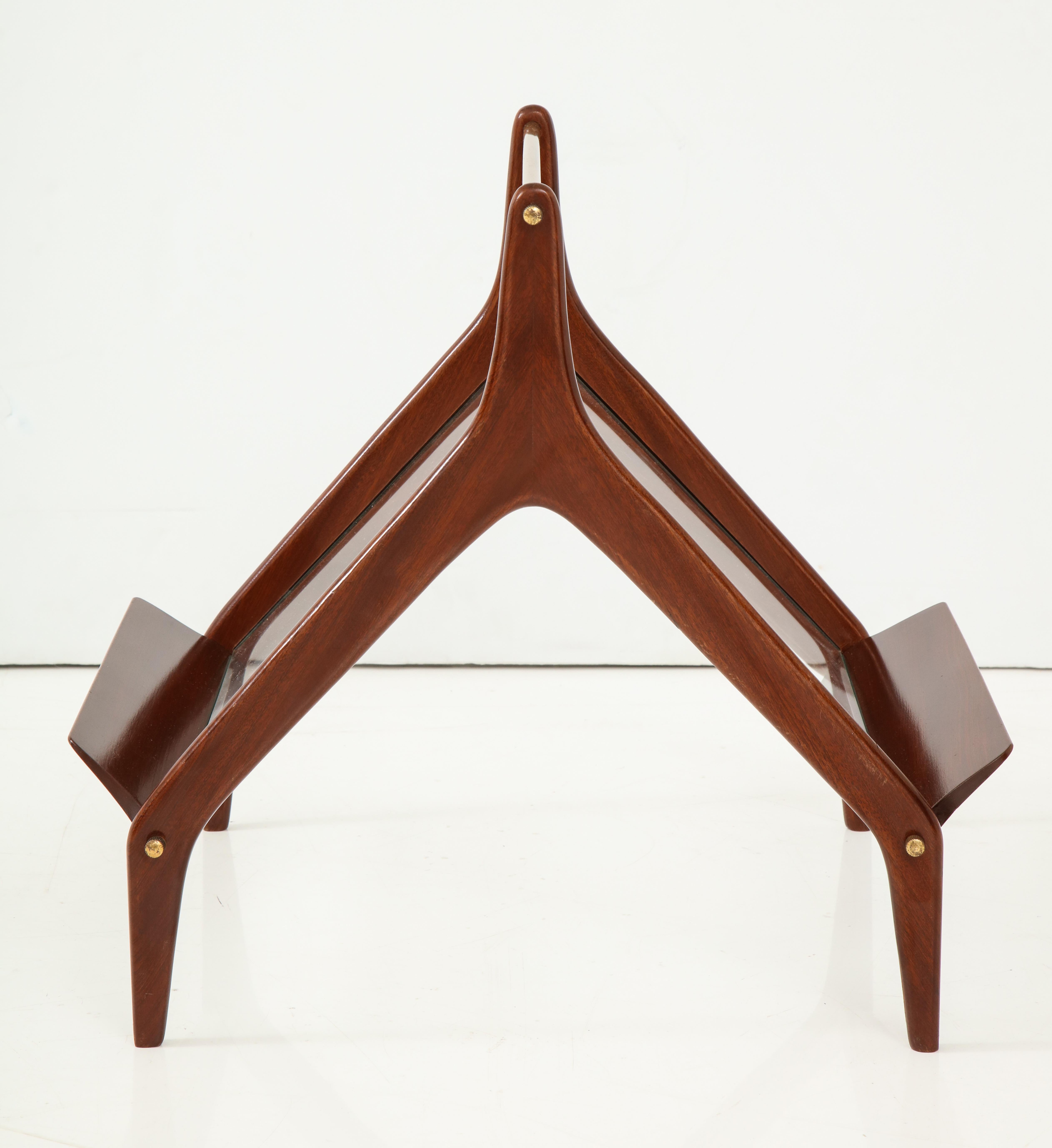 Brass Modernist Magazine Rack Attributed to Ico Parisi, Italy, 1950s For Sale