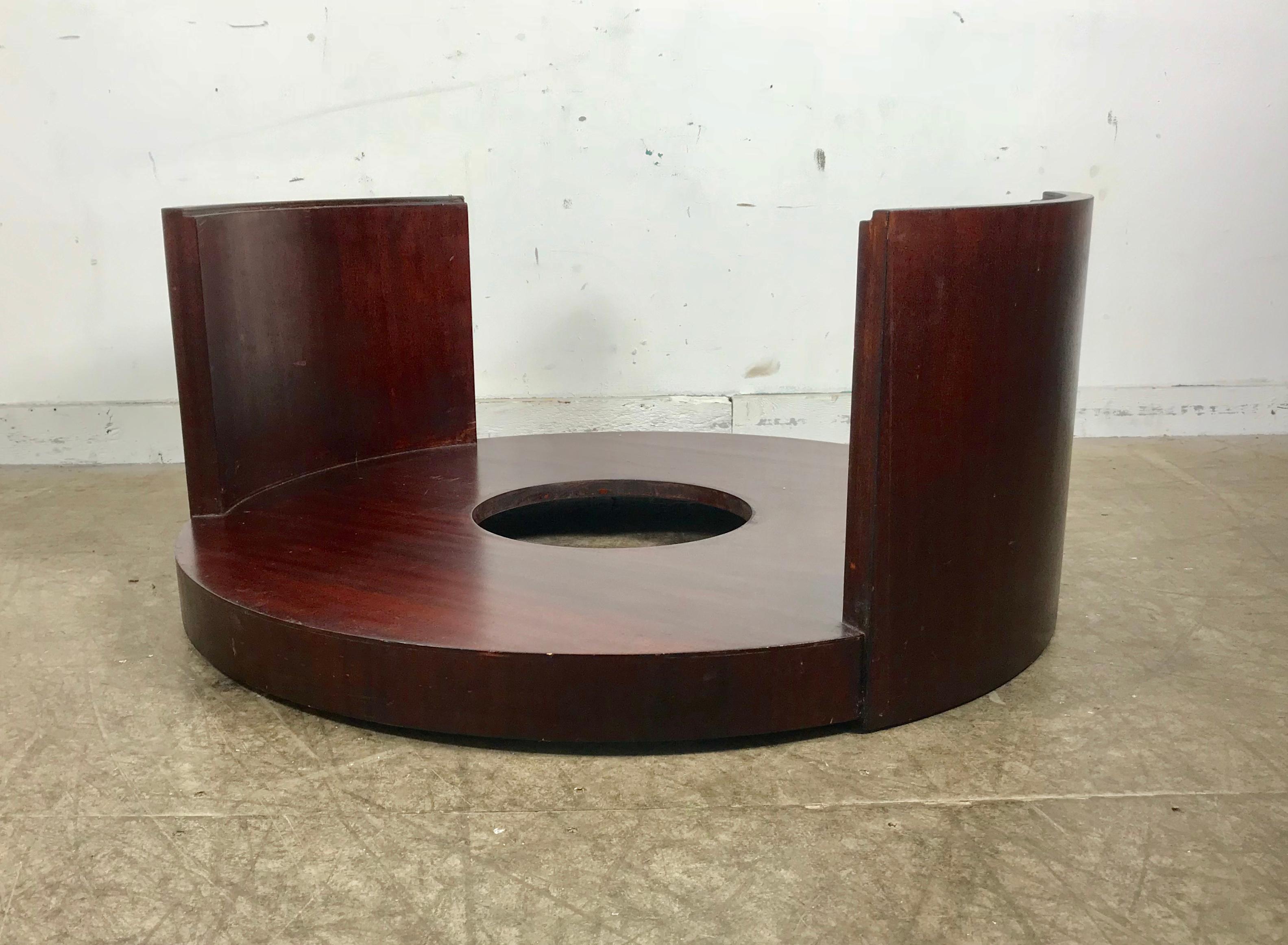 Art Deco Modernist Mahogany and Glass Cocktail Table Designed by Gilbert Rhode For Sale