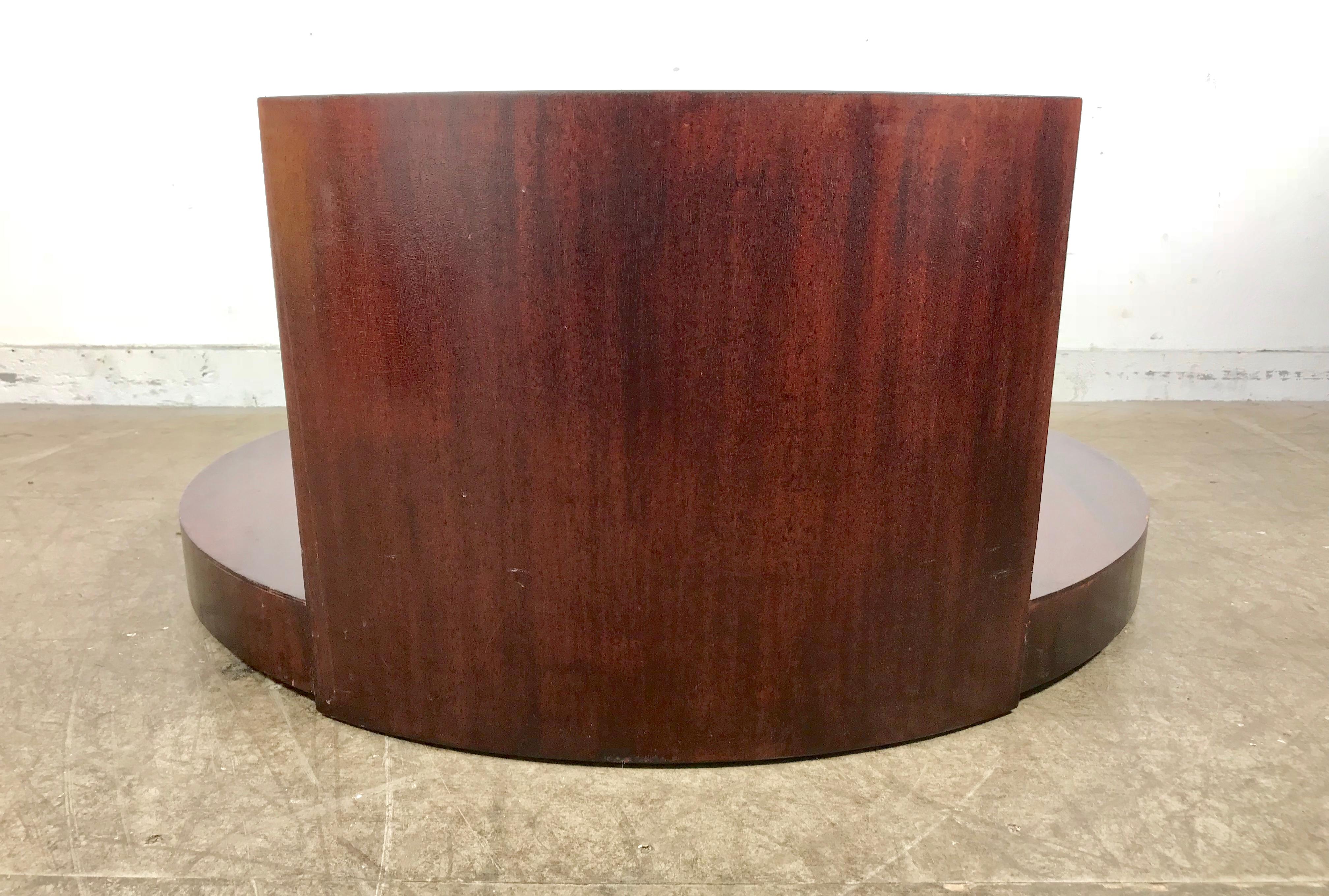 American Modernist Mahogany and Glass Cocktail Table Designed by Gilbert Rhode For Sale