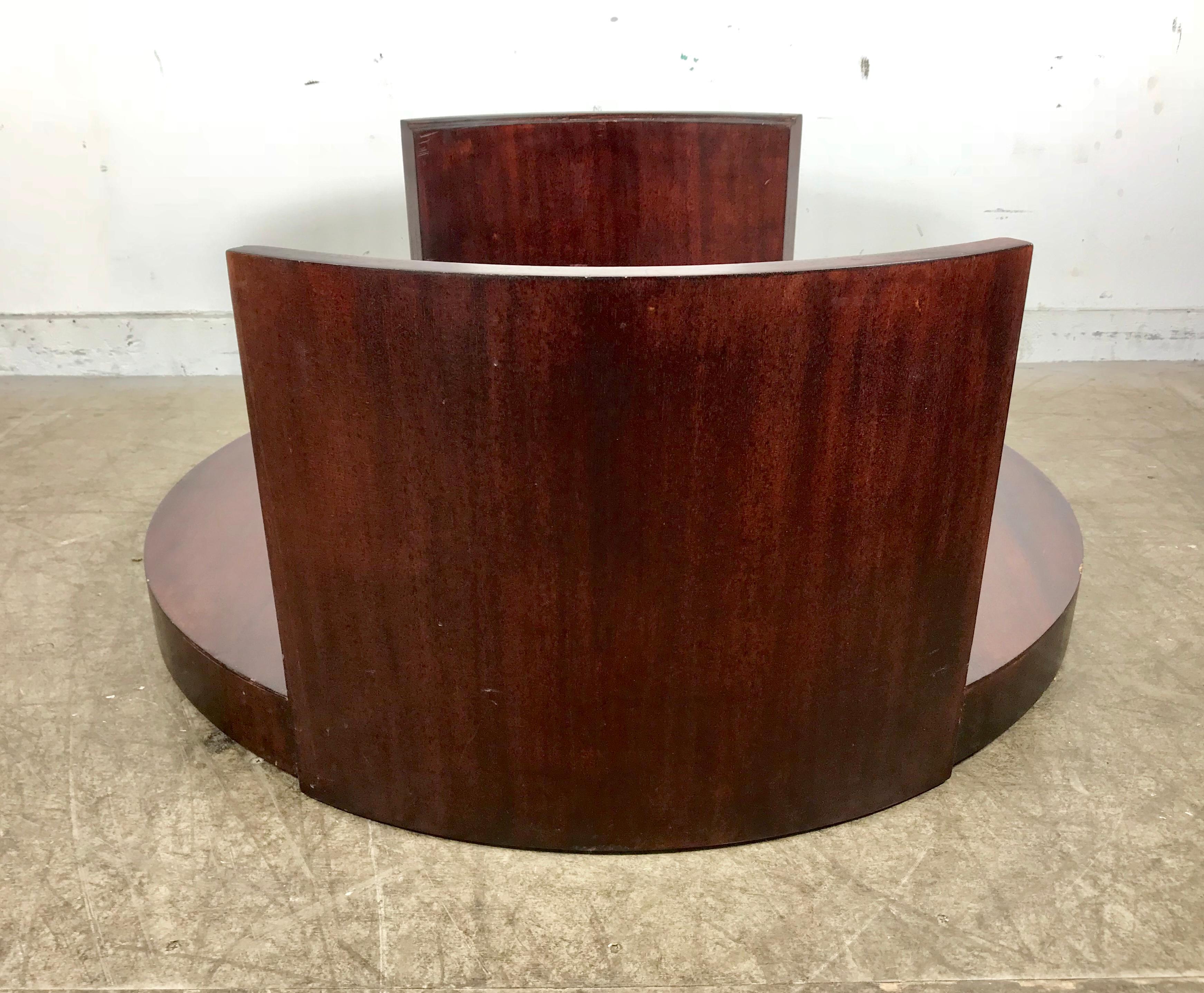 Modernist Mahogany and Glass Cocktail Table Designed by Gilbert Rhode In Good Condition For Sale In Buffalo, NY