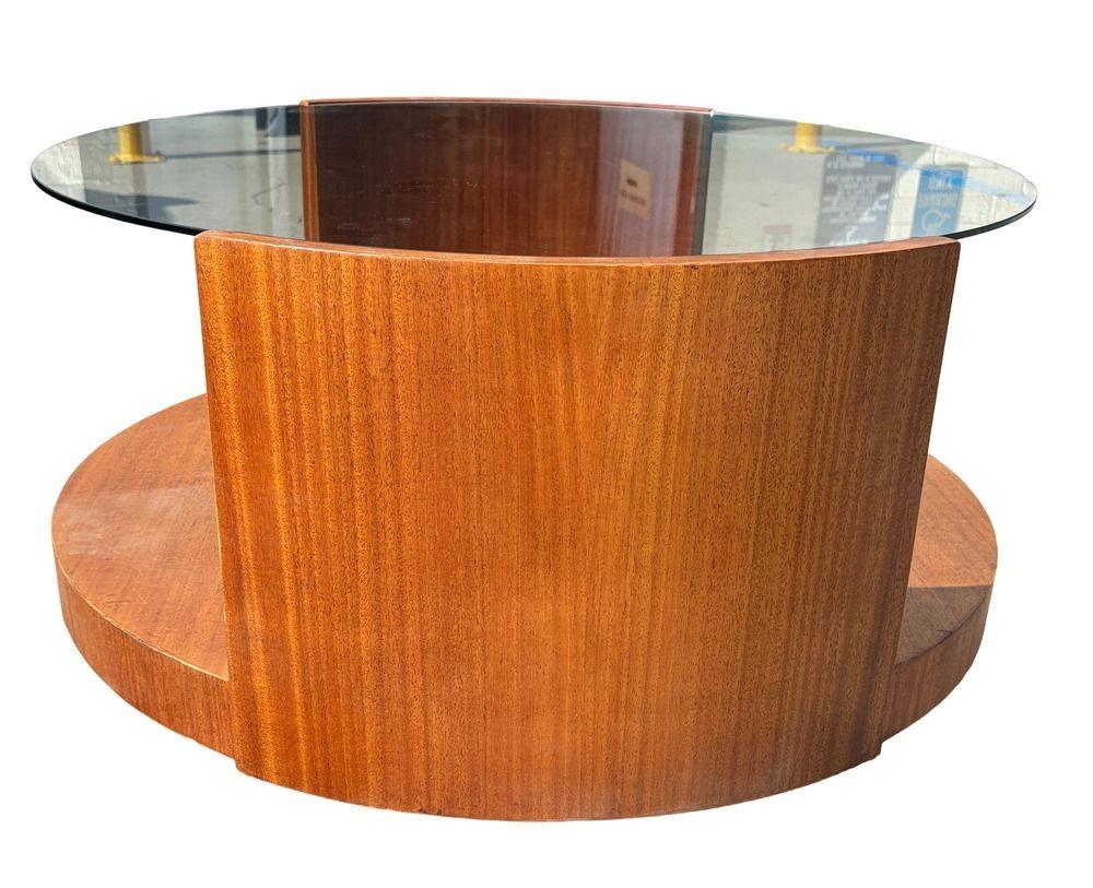 Couchtisch oder Cocktailtisch aus Mahagoni und Glas im modernistischen Stil von Gilbert Rohde (Moderne der Mitte des Jahrhunderts) im Angebot