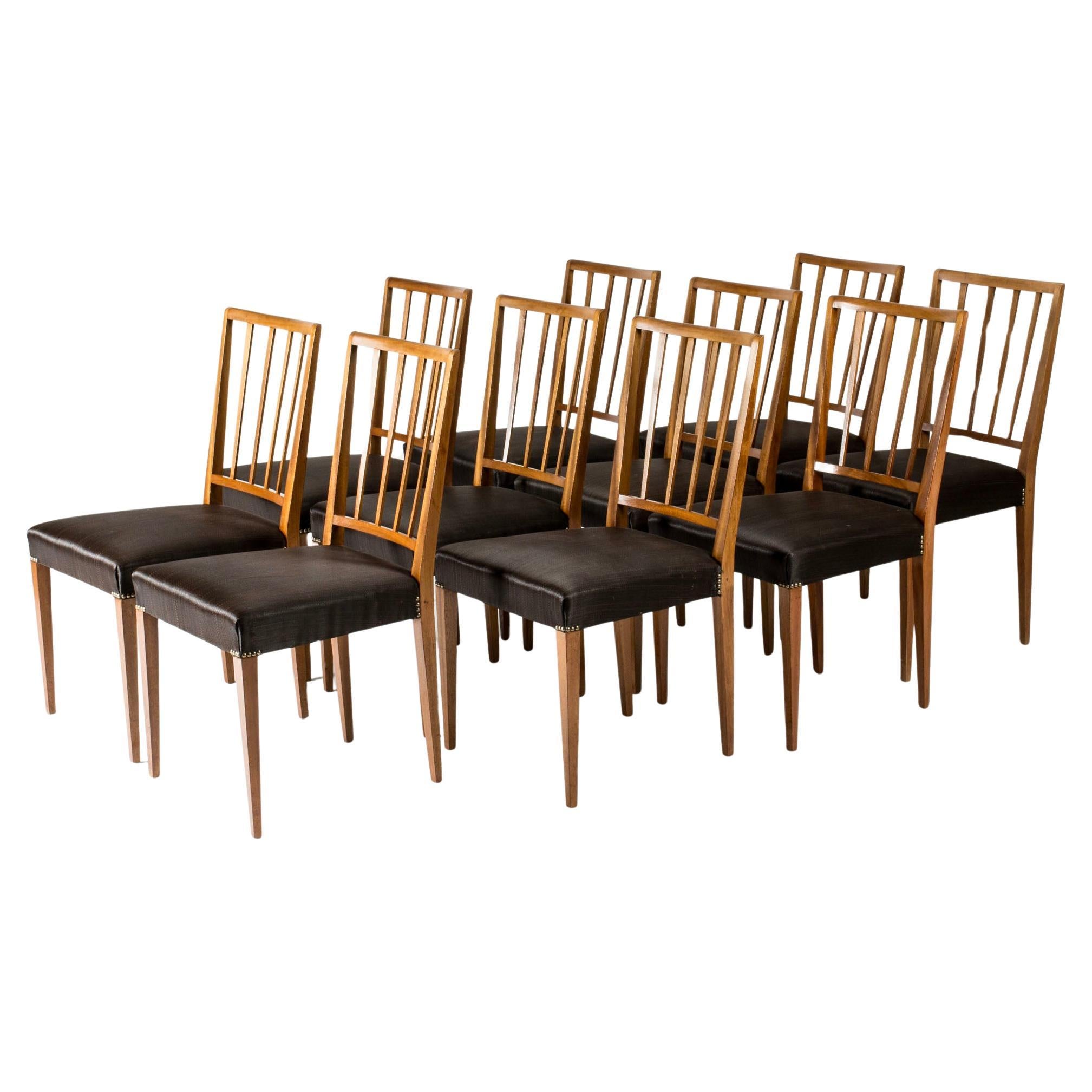 Modernist Mahogany and Horsehair Dining Chairs, Josef Frank, Sweden, 1940s