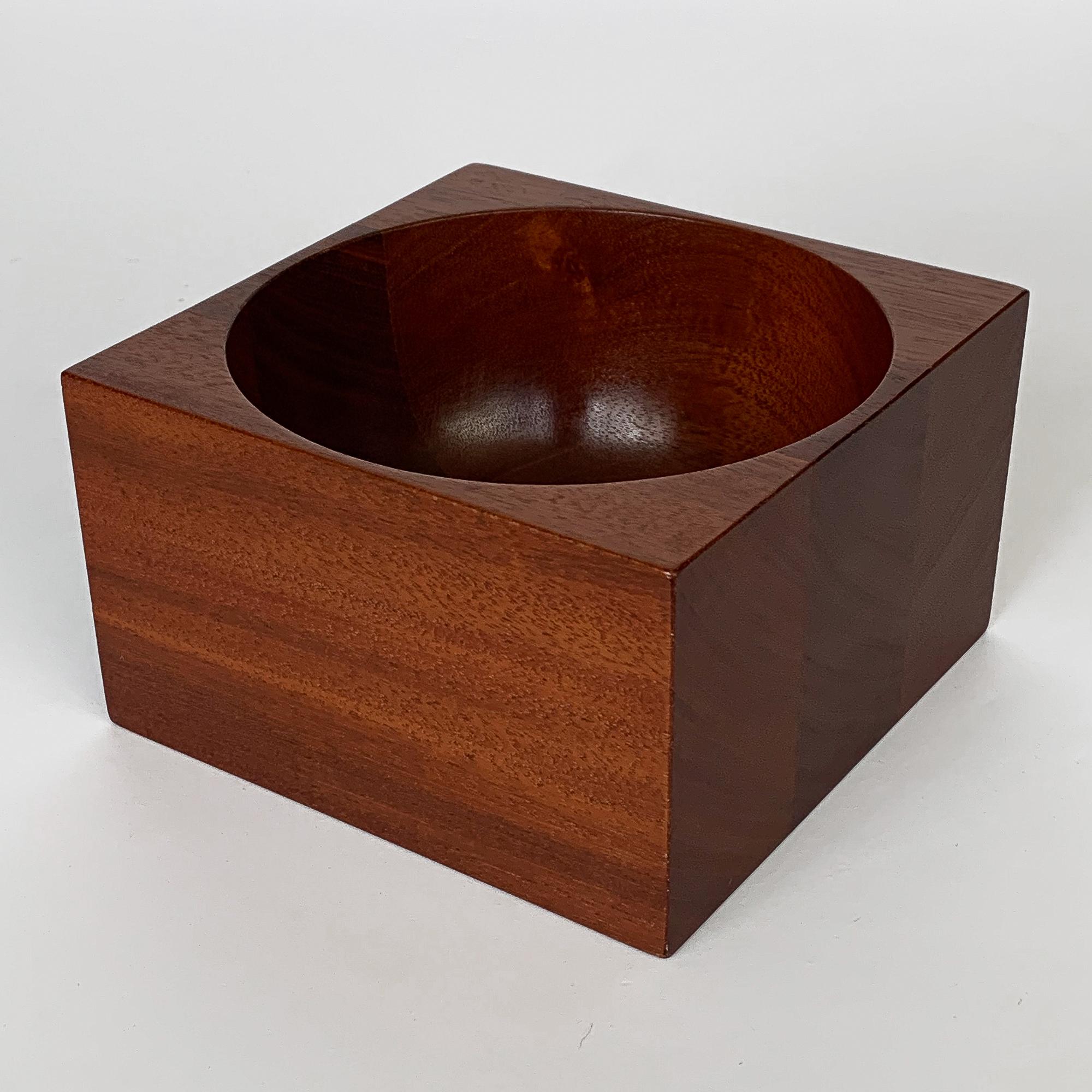 Carved Modernist Mahogany Bowl by John Sage