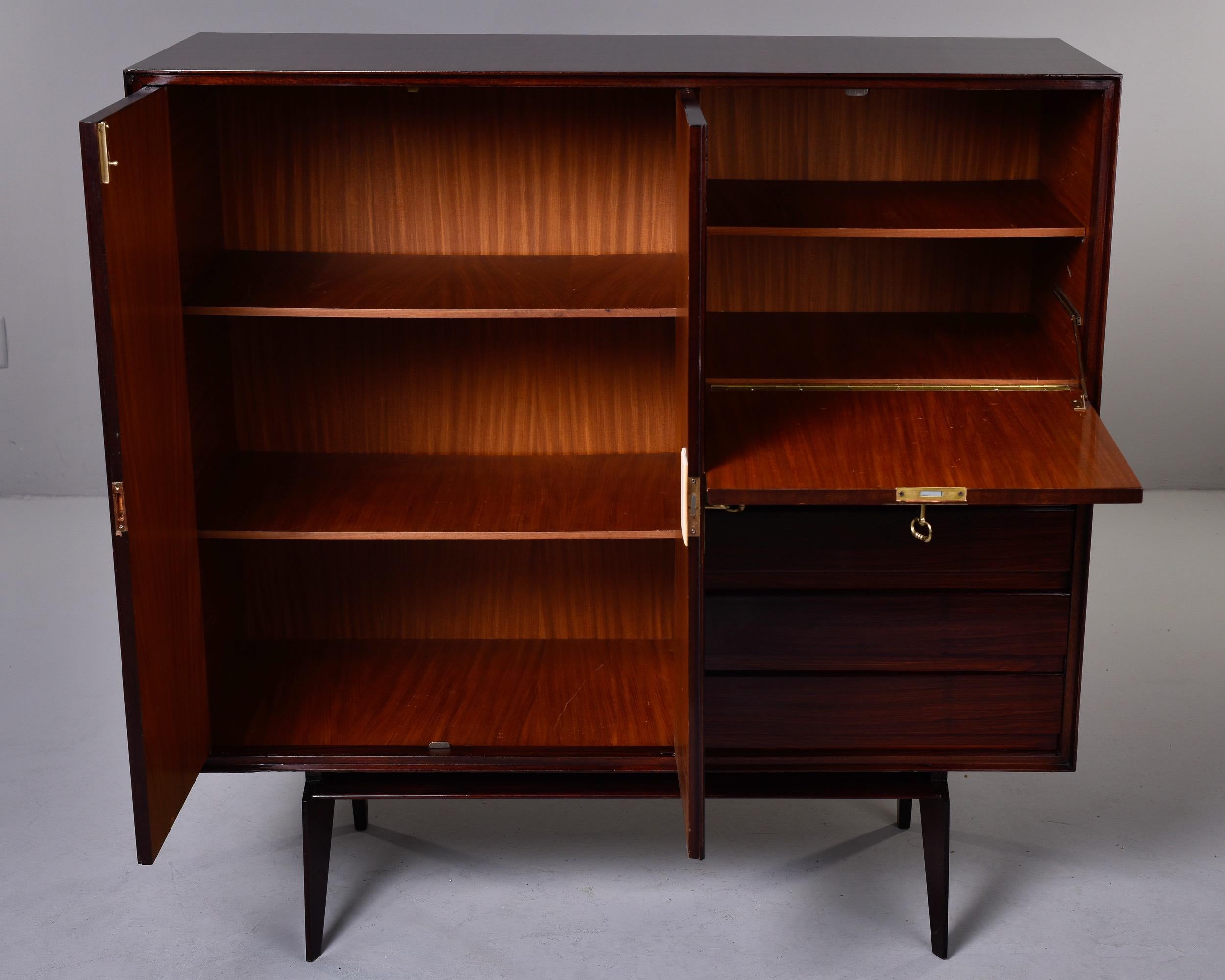 Modernist Mahogany Cabinet with Pull Down Bar In Good Condition In Troy, MI