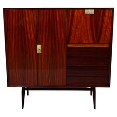 Modernist Mahogany Cabinet with Pull Down Bar