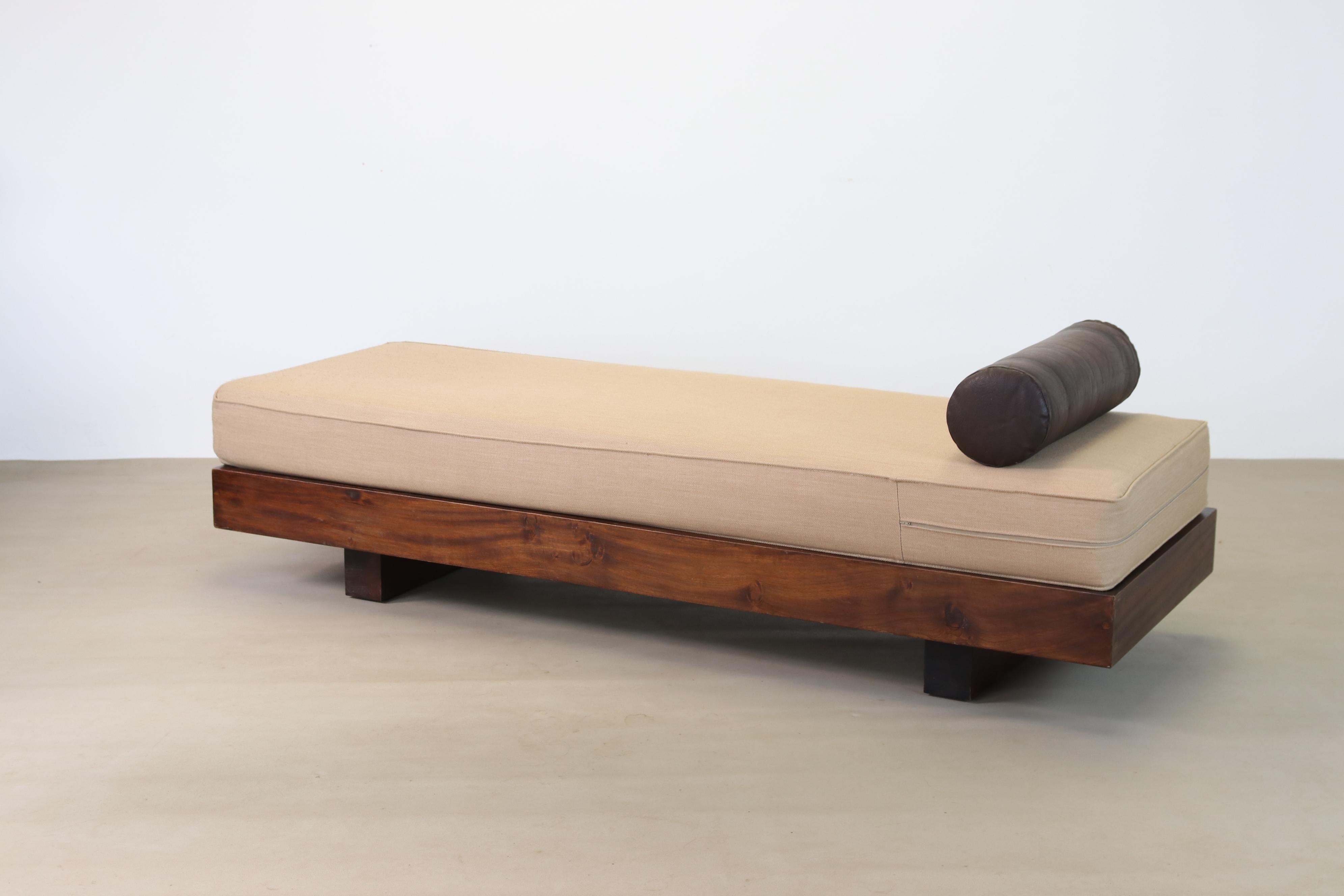 Mid-Century Modern Modernist Mahogany Daybed in the Style of Charlotte Perriand, France, 1950s