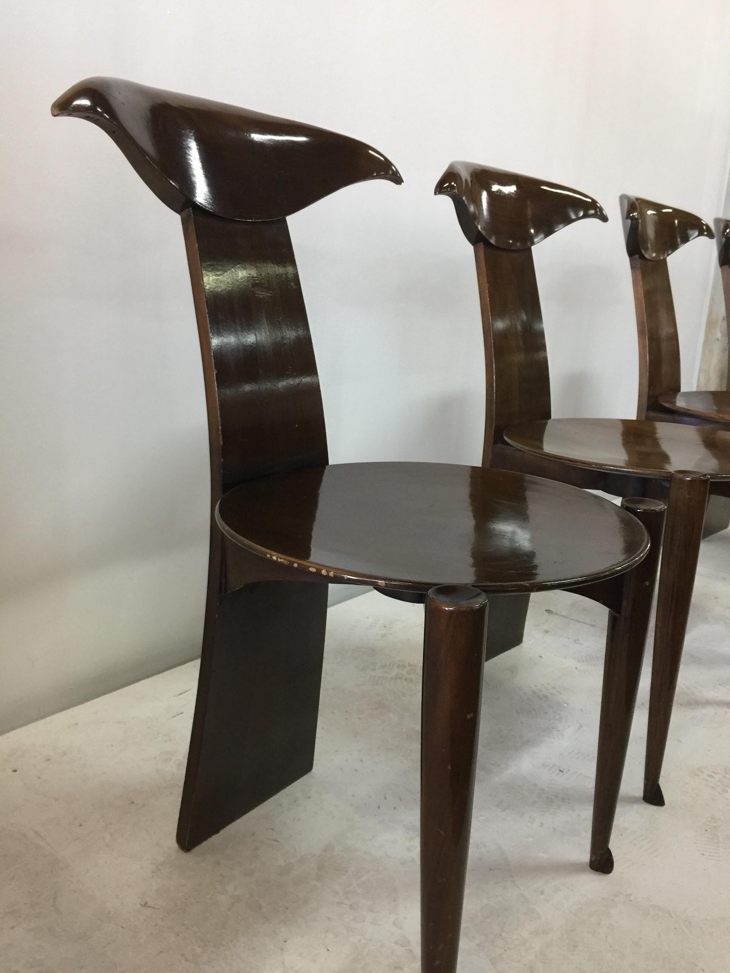 Fine XX secolo Sedie da pranzo moderniste in mogano, set di 4 pezzi in vendita