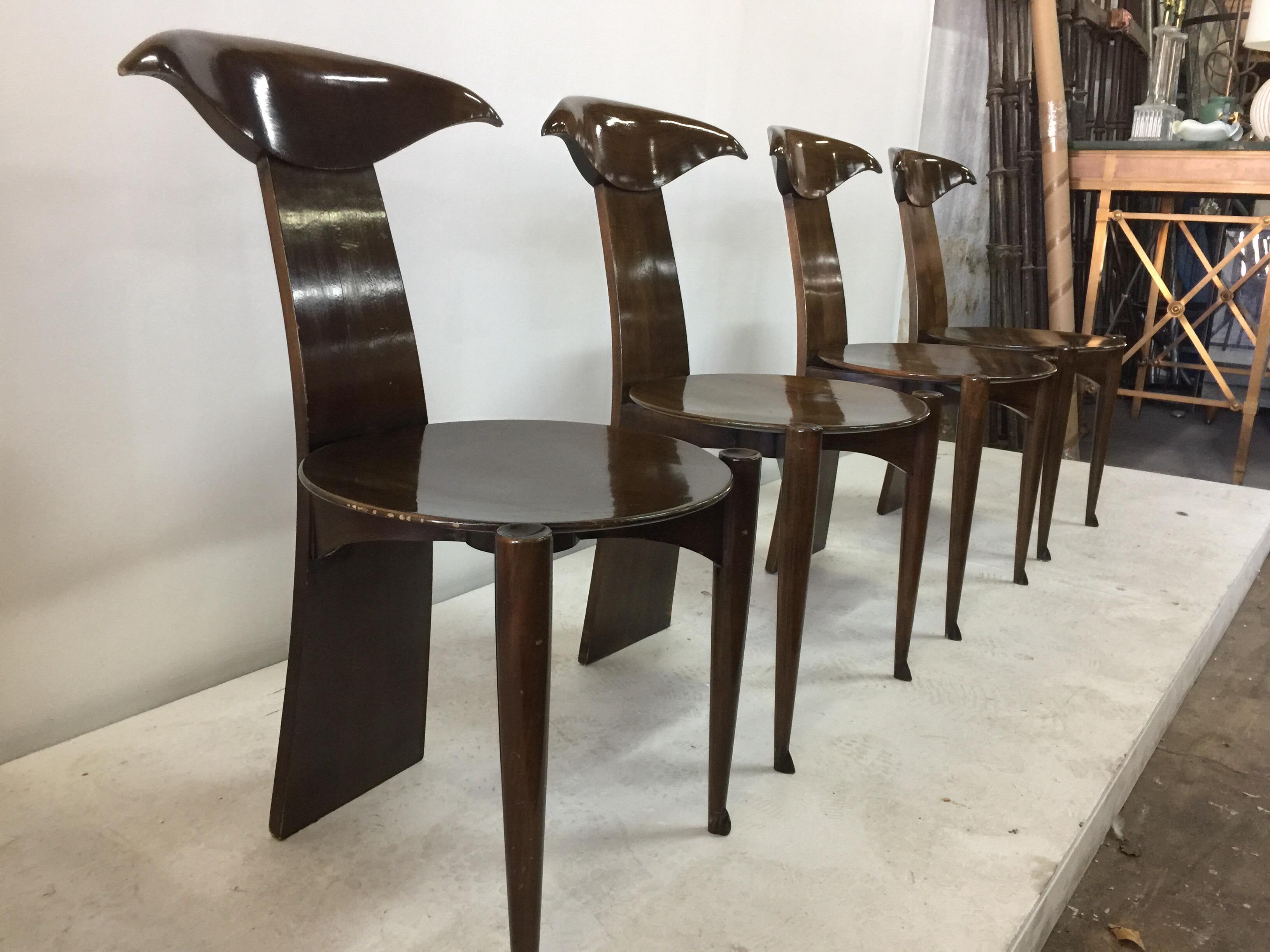 Sedie da pranzo moderniste in mogano, set di 4 pezzi in vendita 1