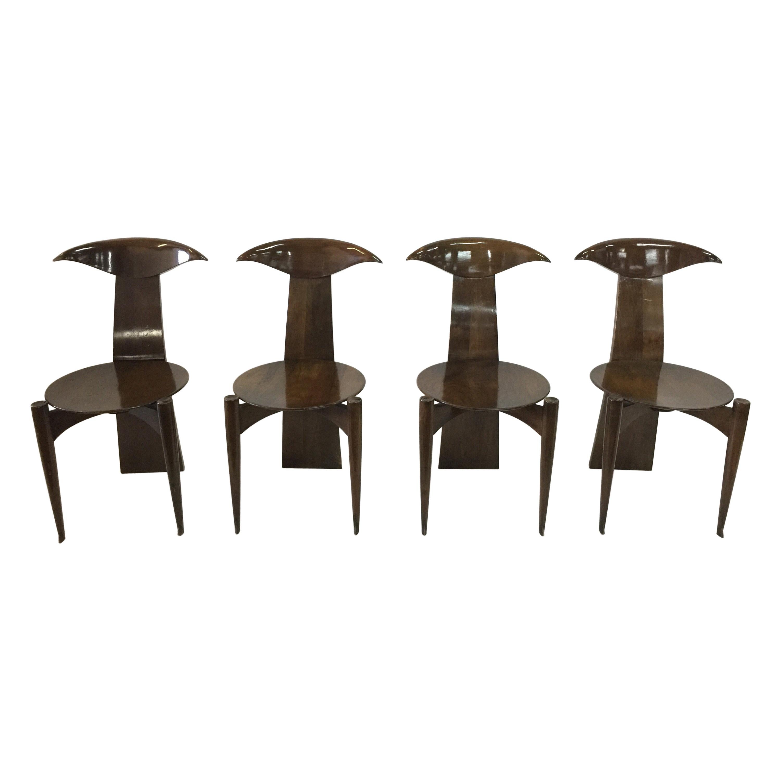 Modernist Mahogany Dining Chairs, Set of 4