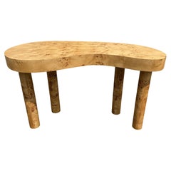 Modernist Mappa Burl Veneer Kidney Shaped Desk