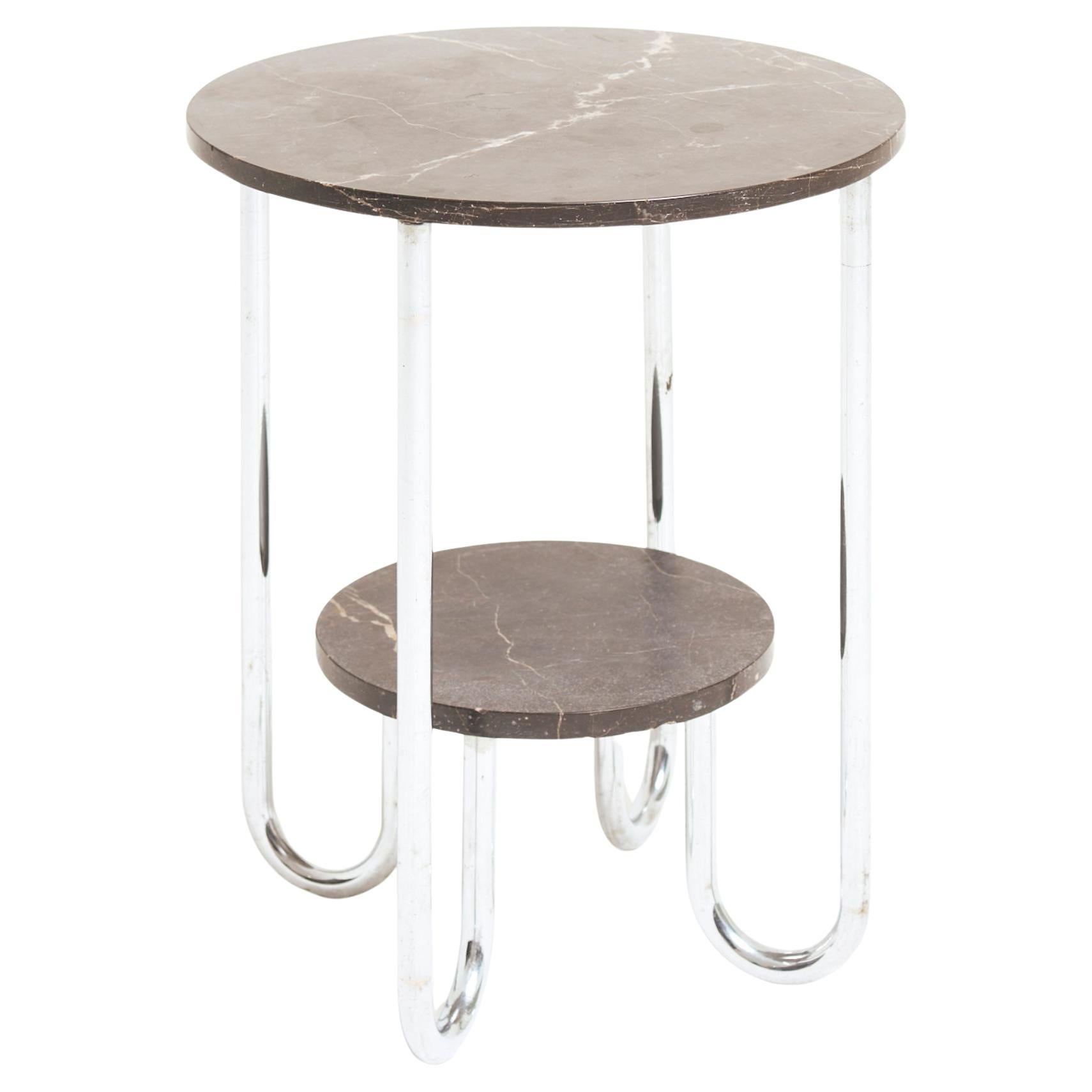 Modernist Marble and Nickel Side Table