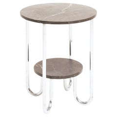 Modernist Marble and Nickel Side Table